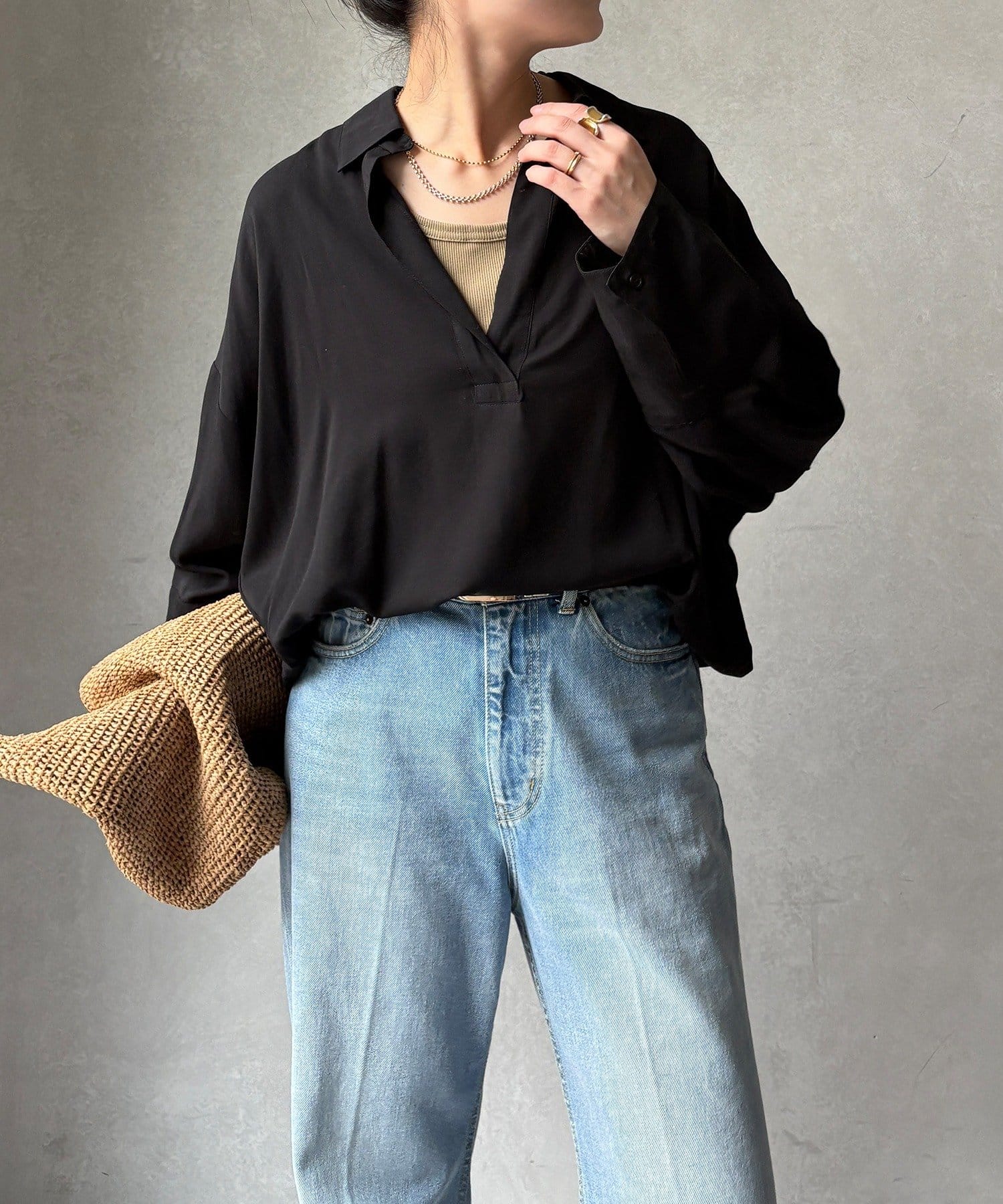 DOUDOU(ドゥドゥ) リヨセルツイルスキッパーシャツ