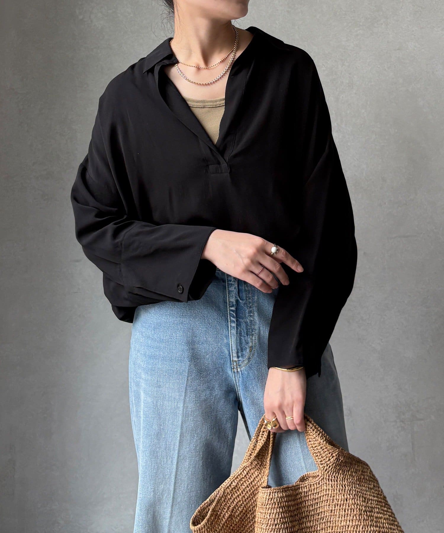 DOUDOU(ドゥドゥ) リヨセルツイルスキッパーシャツ