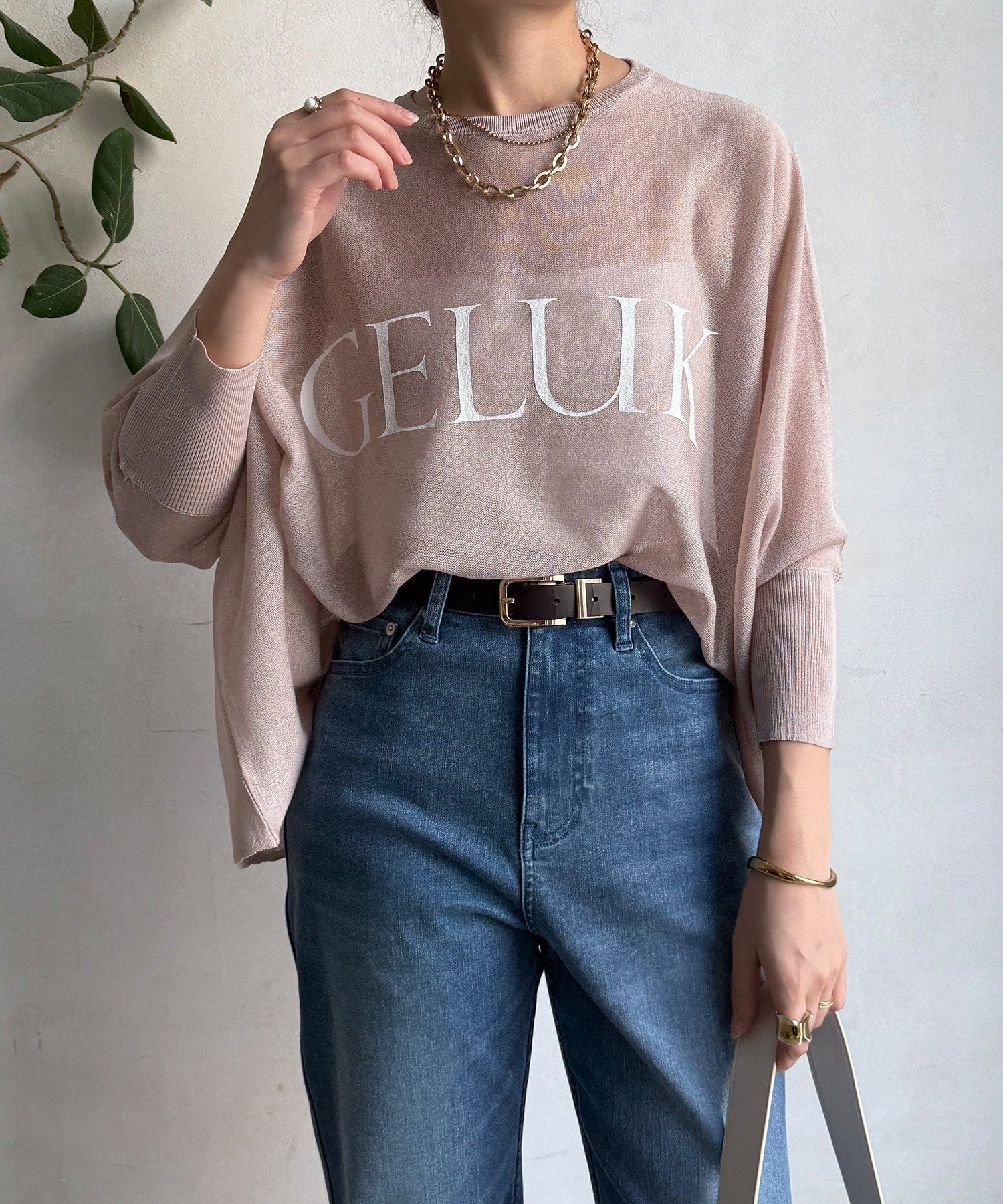 DOUDOU(ドゥドゥ) シアー天竺ロゴポンチョニット