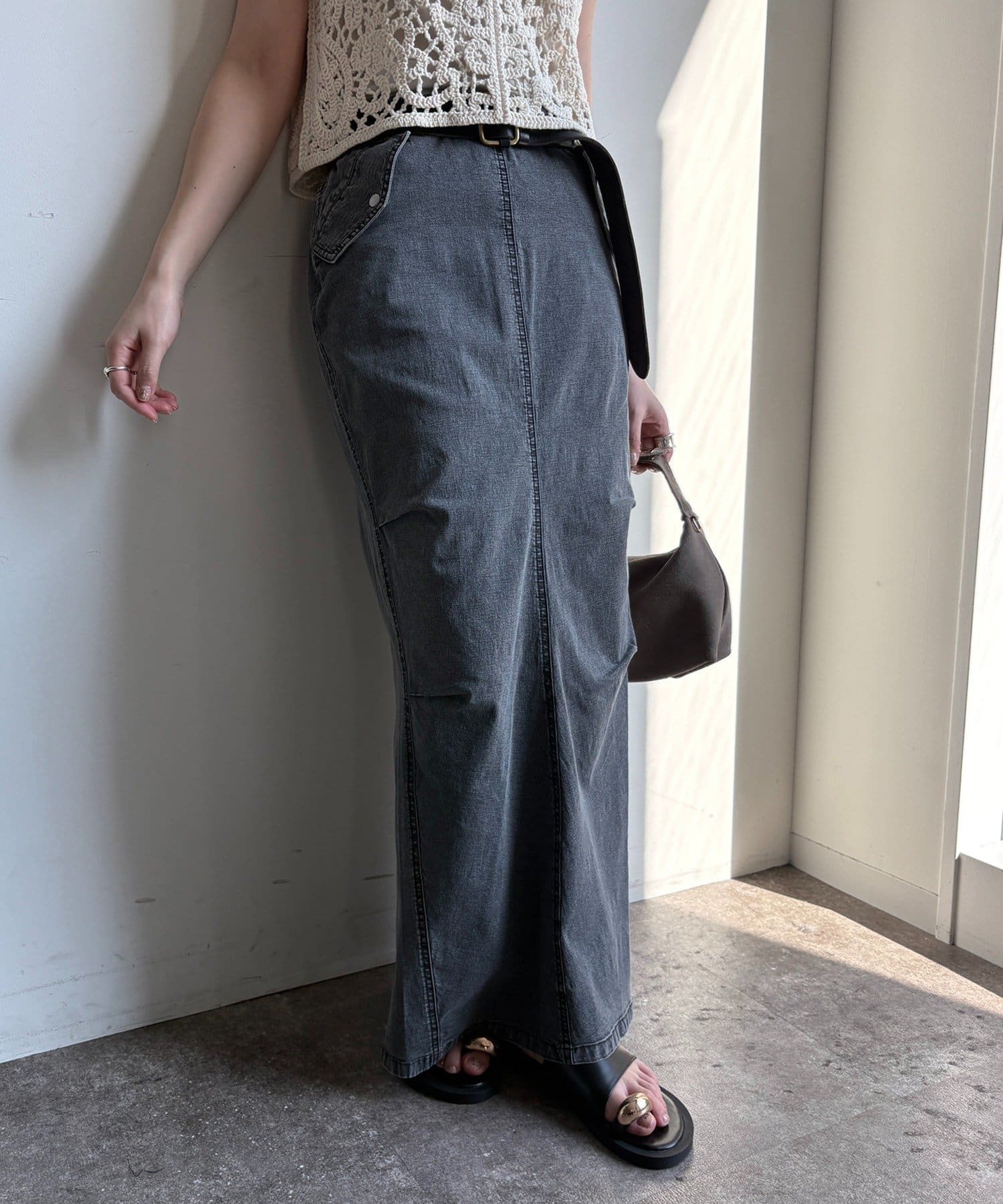 DOUDOU(ドゥドゥ) ライトオンスストレッチデニムタイトスカート