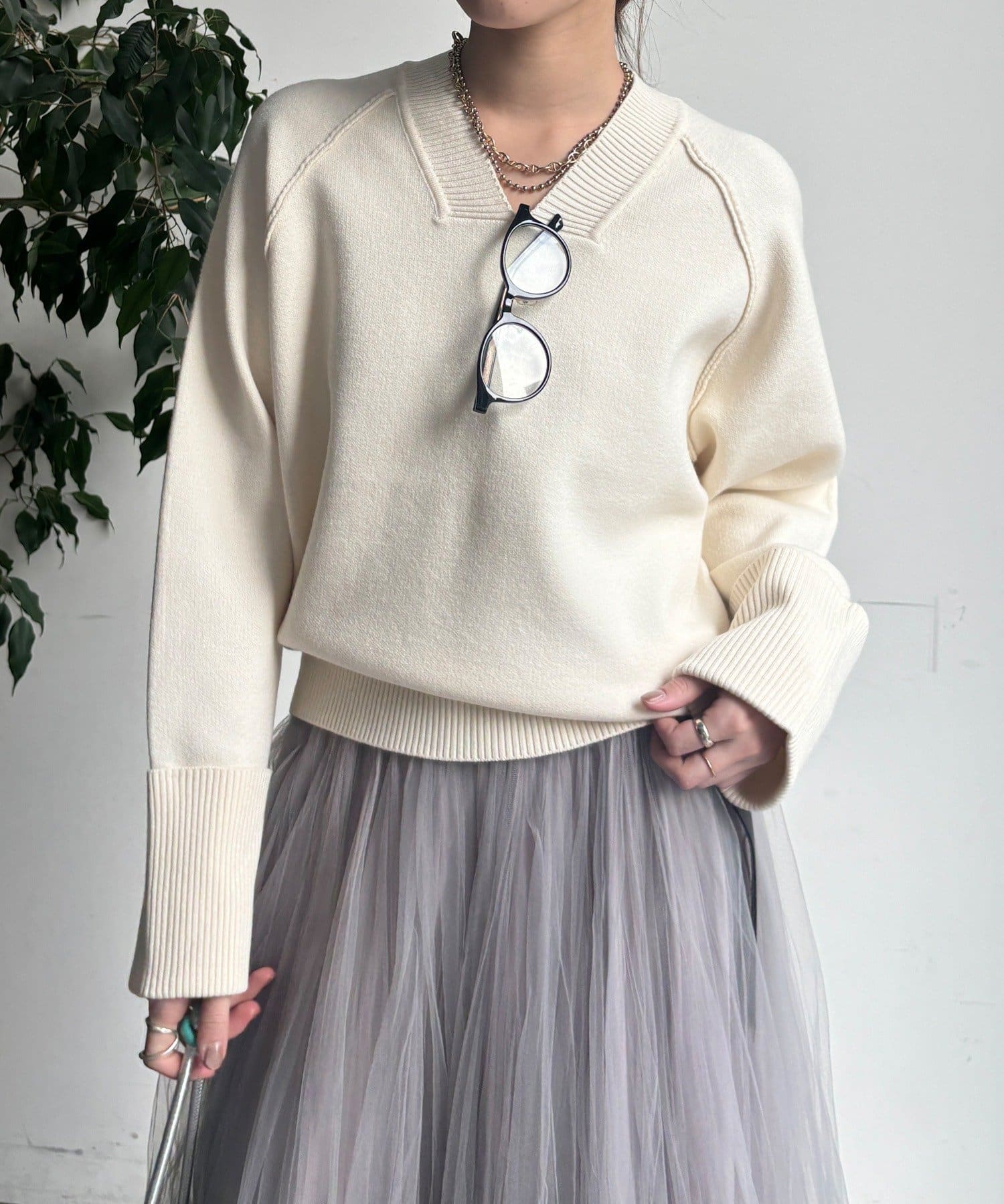 DOUDOU(ドゥドゥ) 【WEB限定】マシーンウォッシャブルVネックプルオーバー