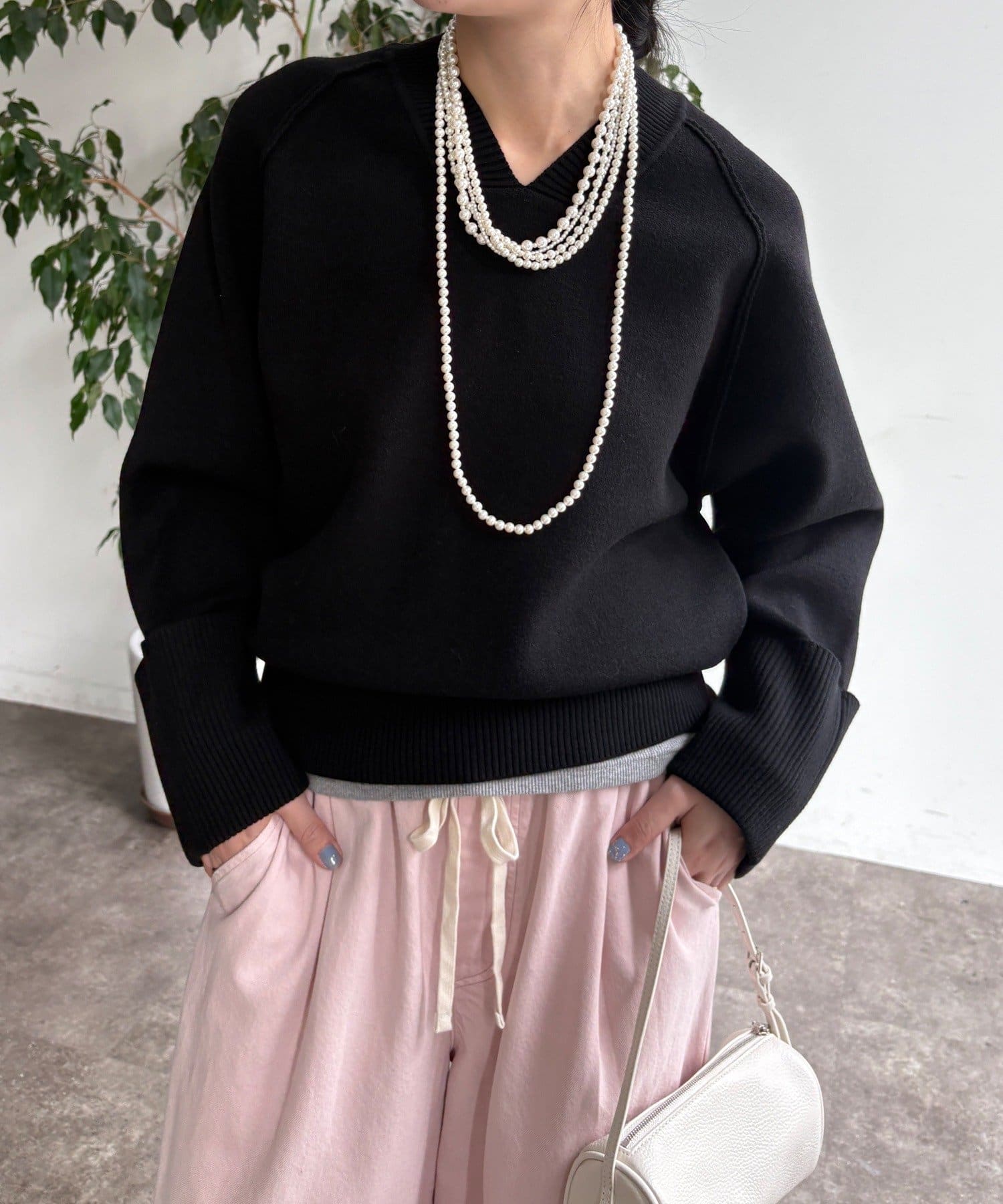 DOUDOU(ドゥドゥ) 【WEB限定】マシーンウォッシャブルVネックプルオーバー