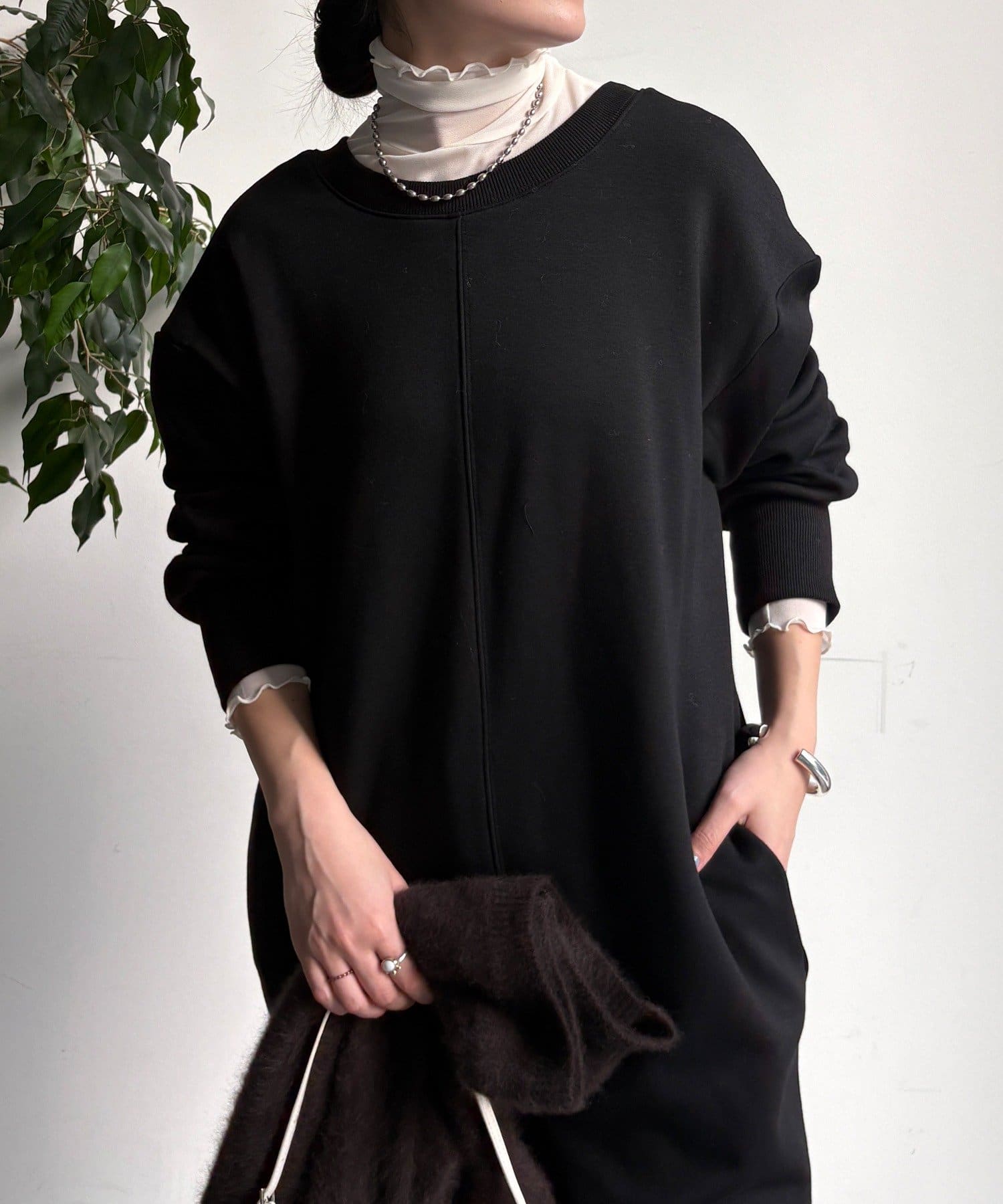 DOUDOU(ドゥドゥ) 【WEB限定】裏毛裏起毛ワンピース