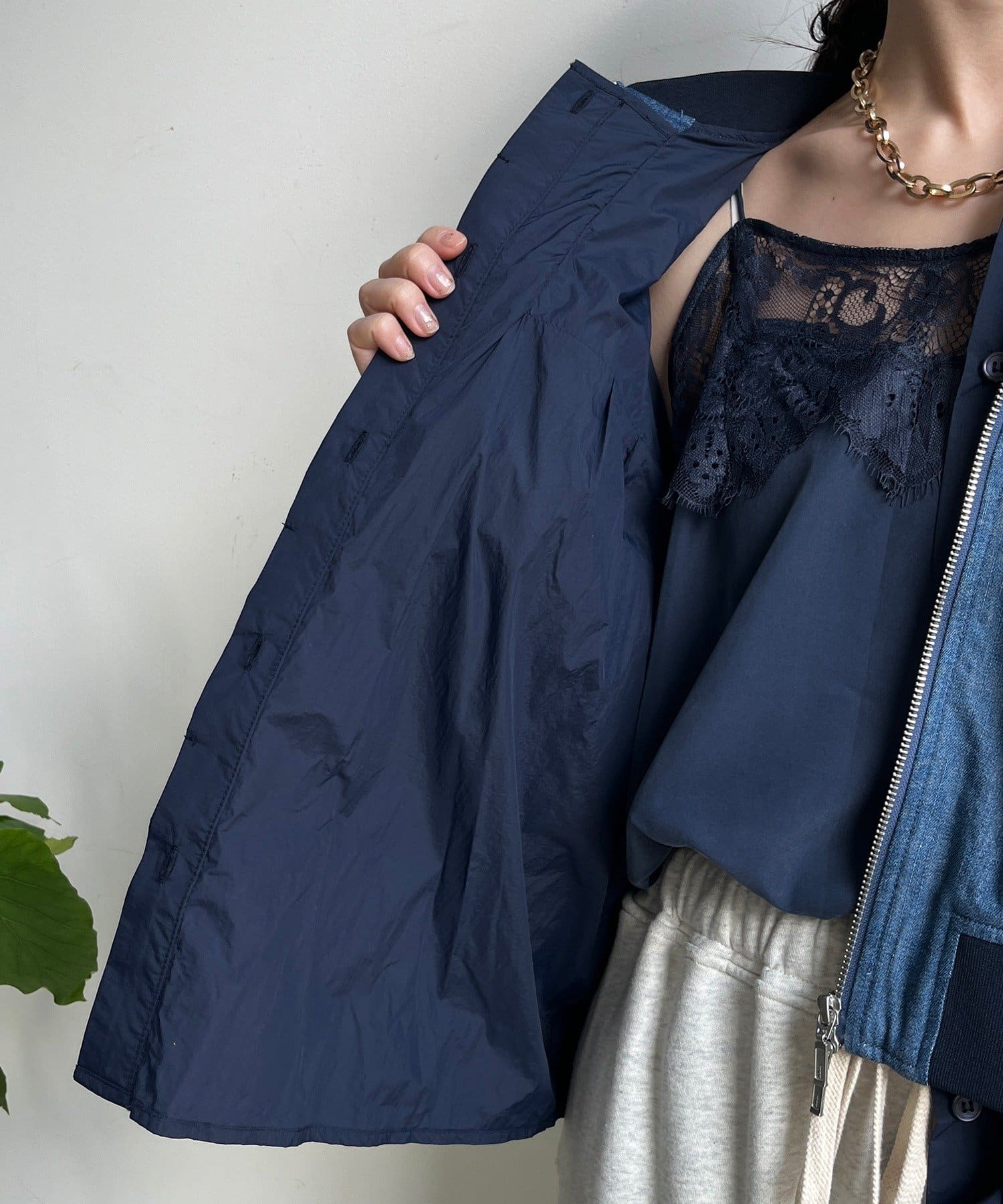 DOUDOU(ドゥドゥ) 【WEB限定】異素材切替デニムブルゾン