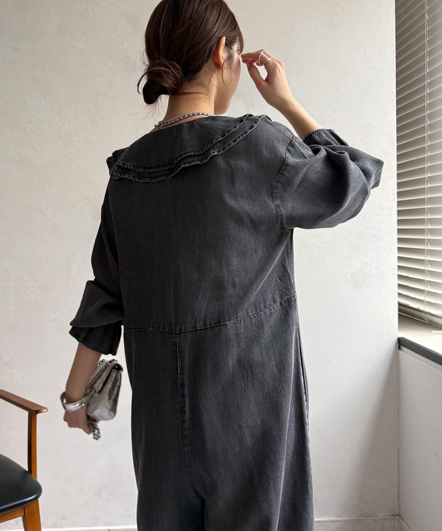 DOUDOU(ドゥドゥ) 【WEB限定】フリルデニムオールイーンワン