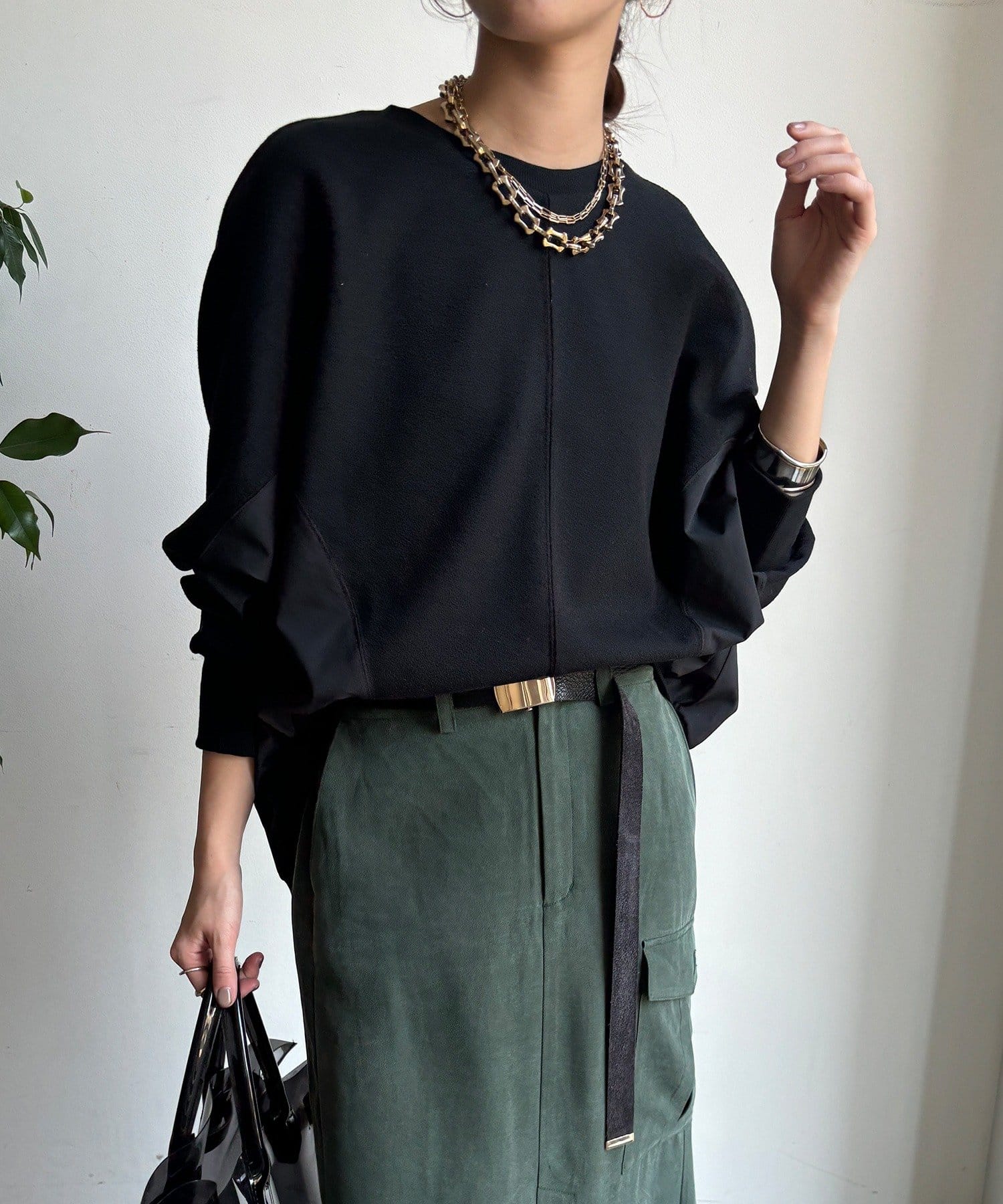 DOUDOU(ドゥドゥ) 【WEB限定】異素材切替プルオーバー