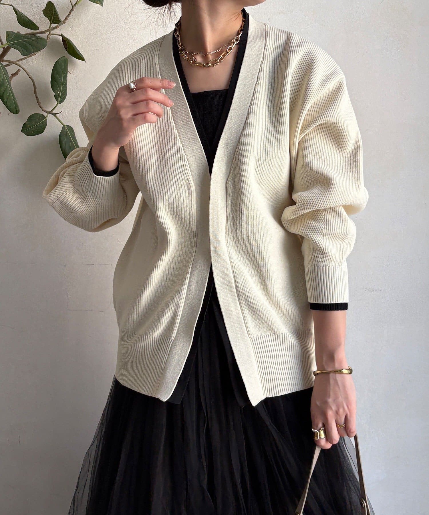 DOUDOU(ドゥドゥ) バイカラーVカーディガン