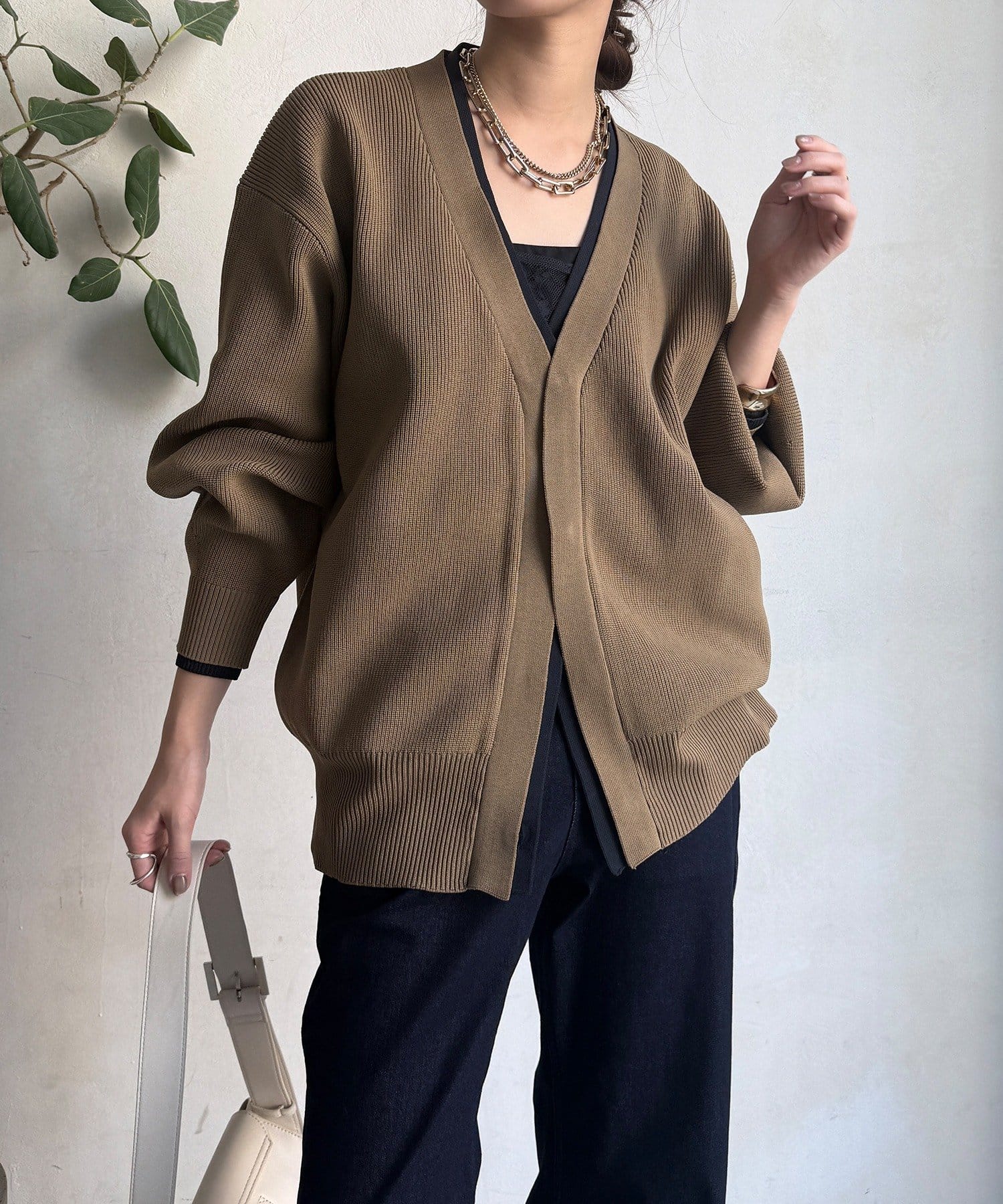 DOUDOU(ドゥドゥ) バイカラーVカーディガン