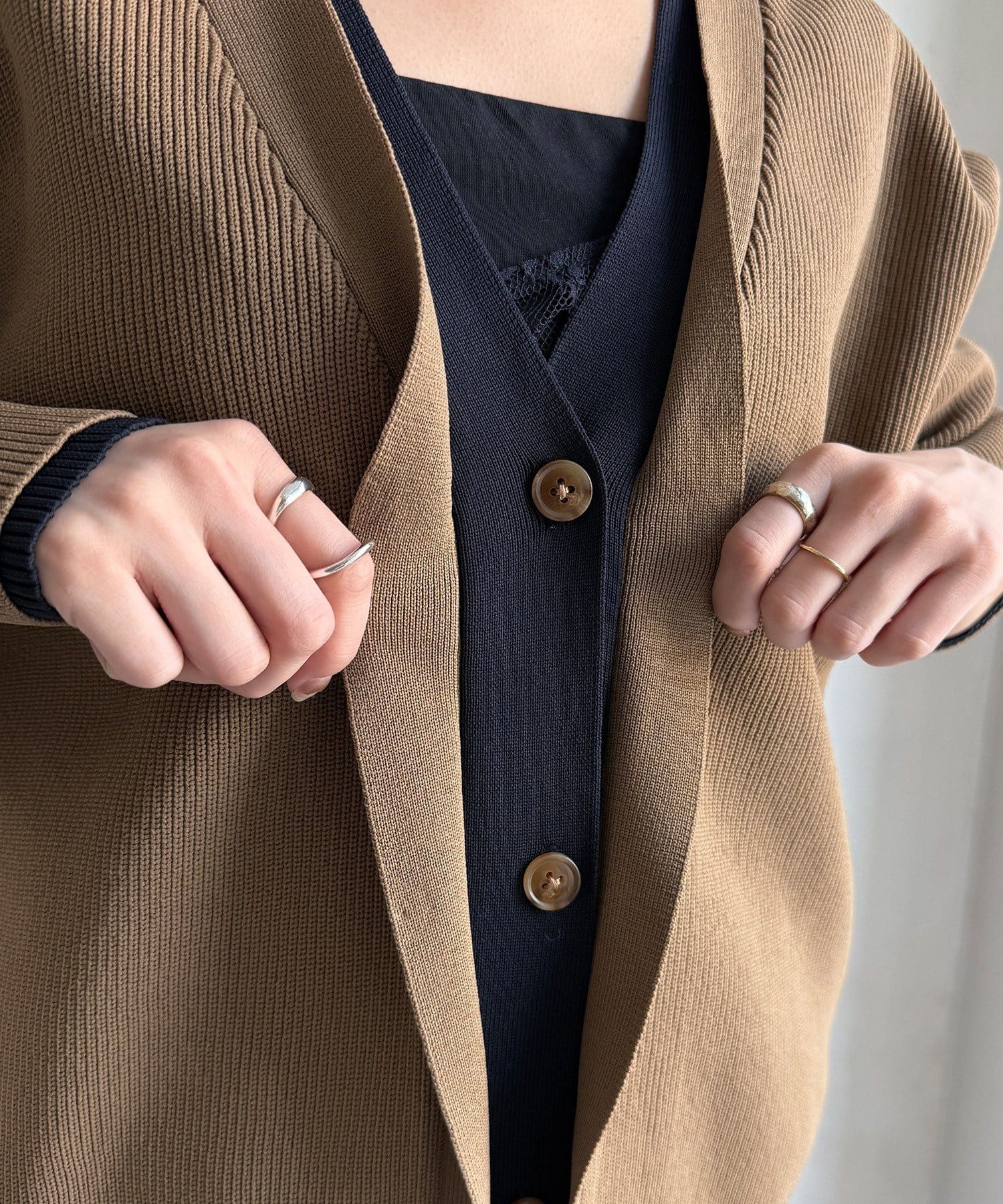 DOUDOU(ドゥドゥ) バイカラーVカーディガン