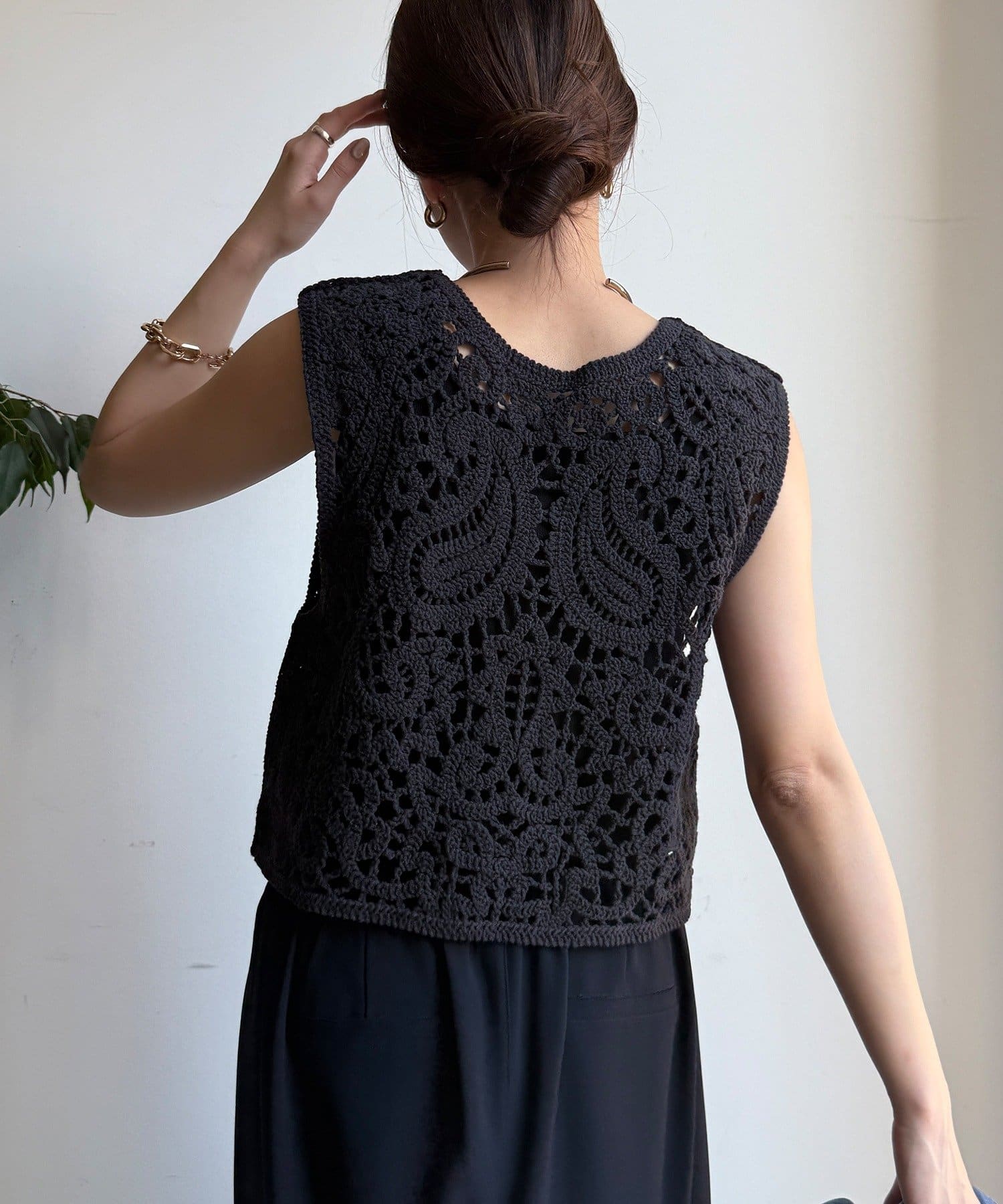 DOUDOU(ドゥドゥ) クロッシェ編みニットベスト