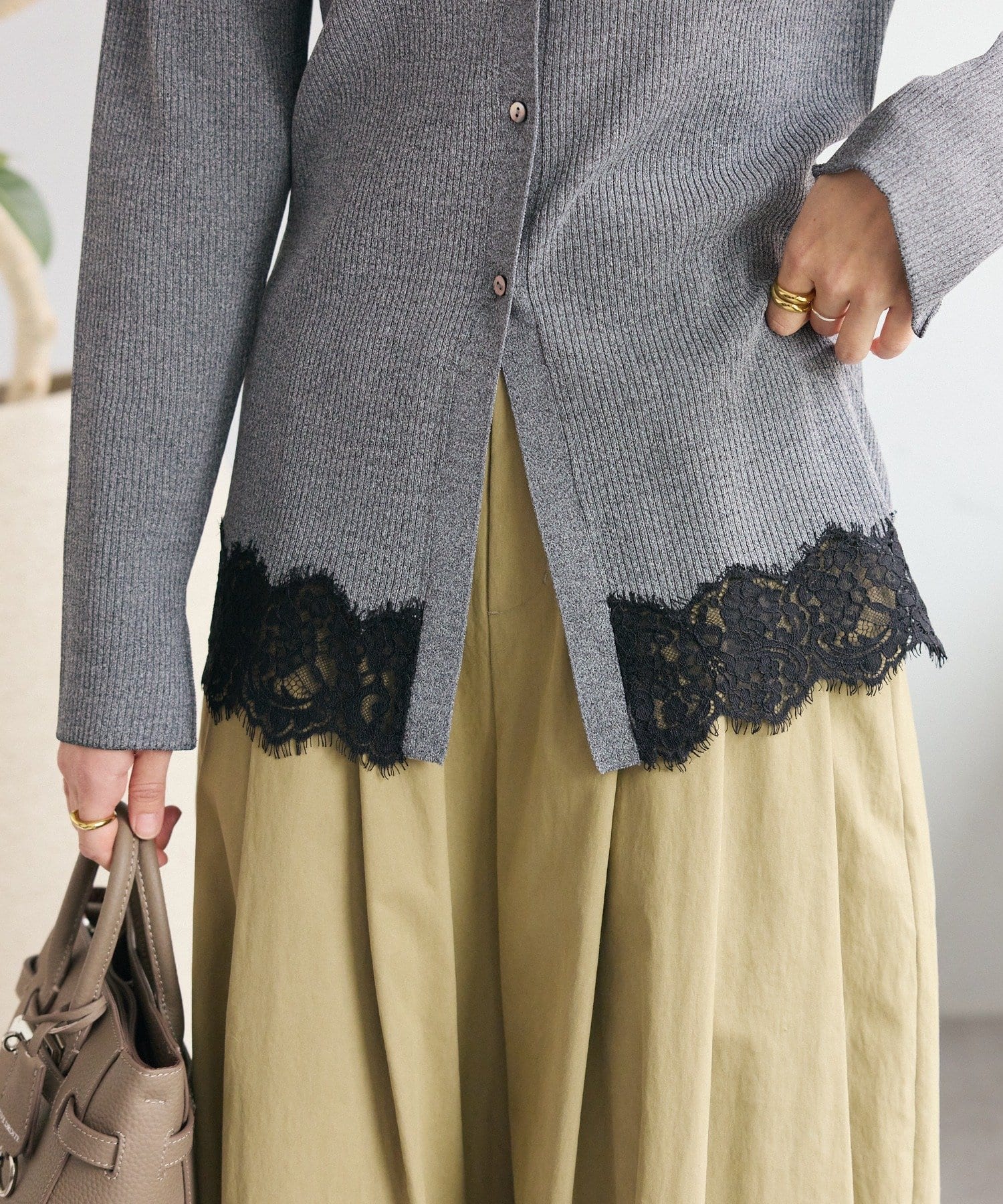 RIVE DROITE(リヴドロワ) 予約【鮮度抜群】レーストリムカーディガン