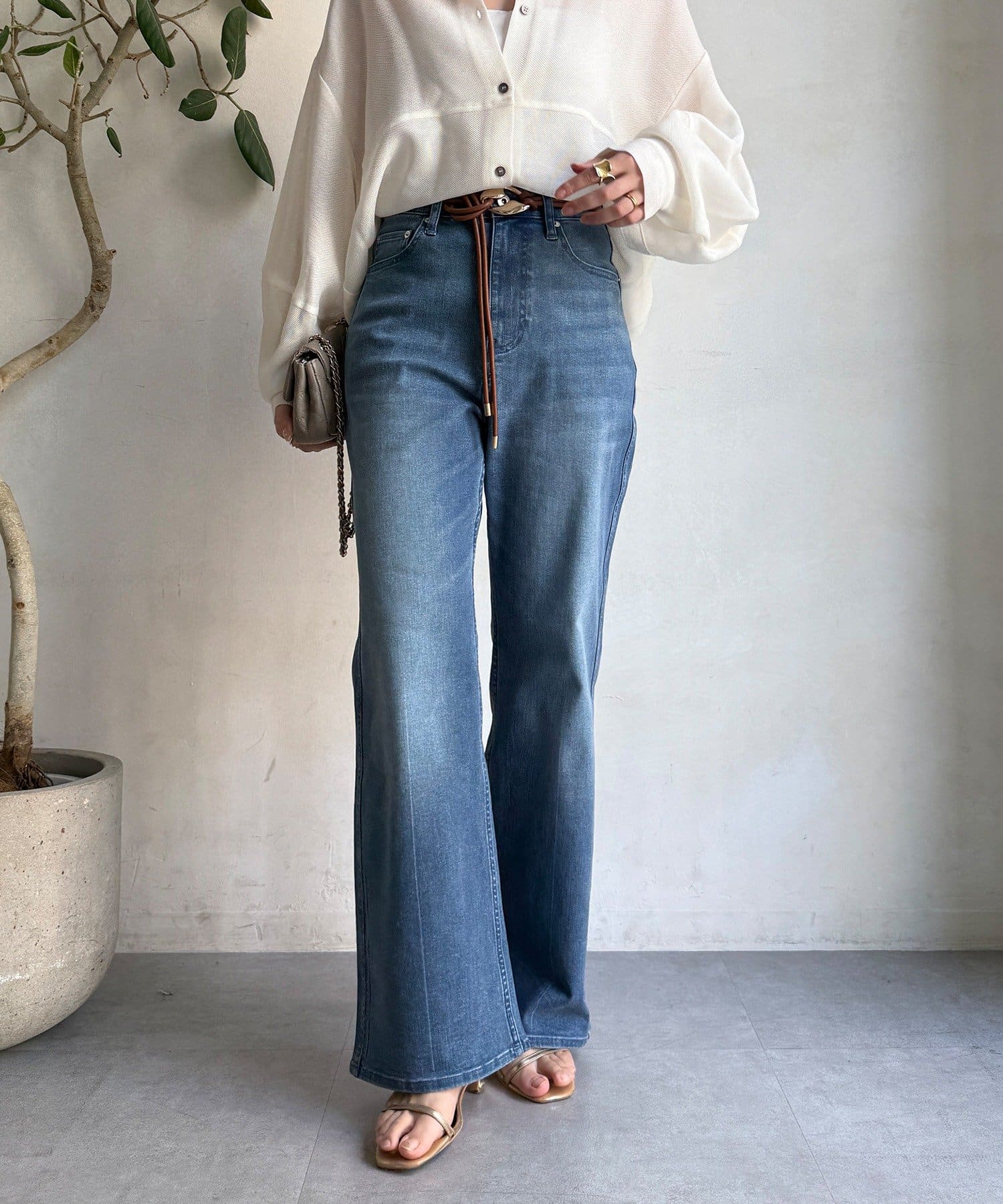 DOUDOU(ドゥドゥ) ストレッチフレアデニム