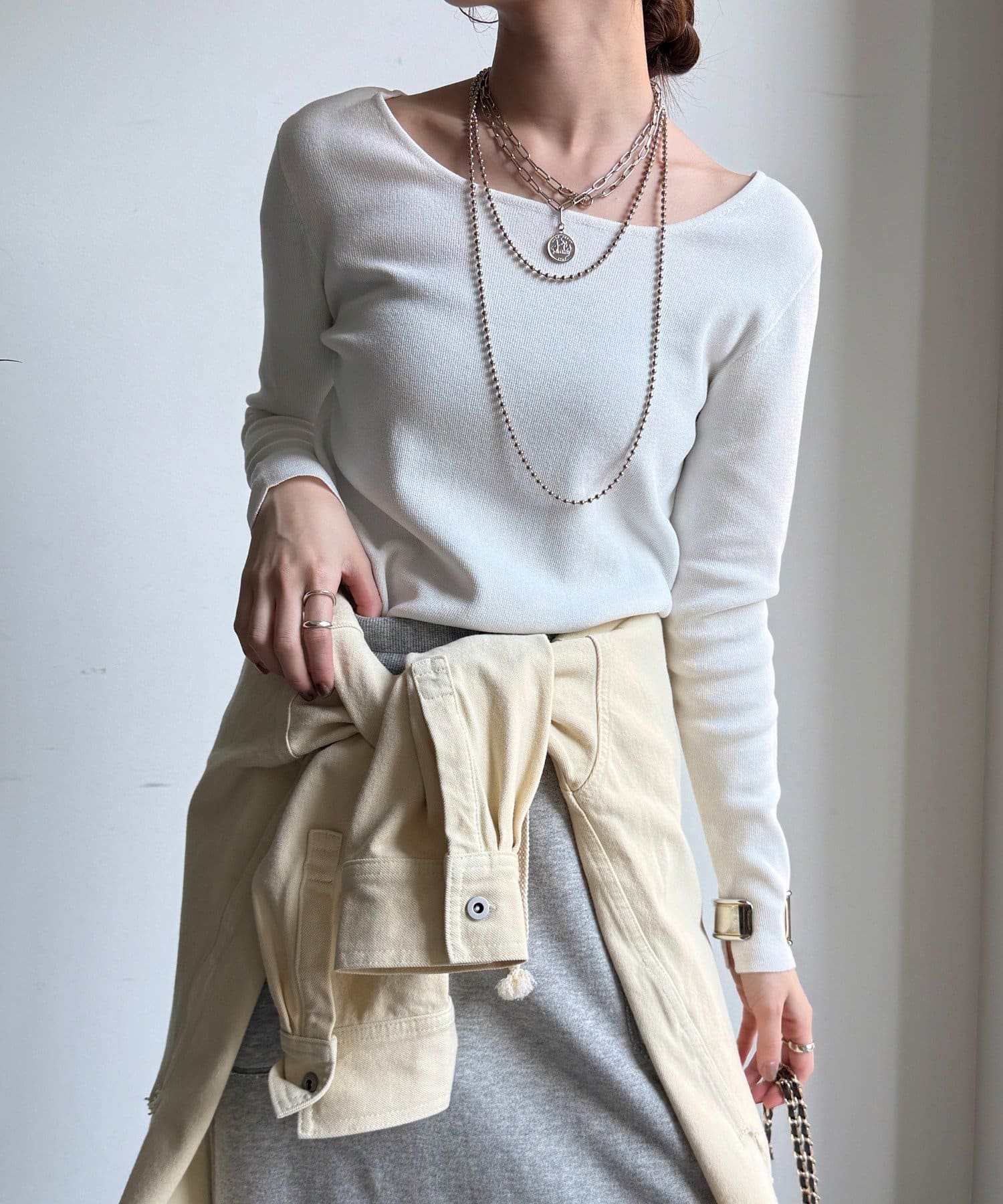 DOUDOU(ドゥドゥ) スクエアニットロングスリーブプルオーバー