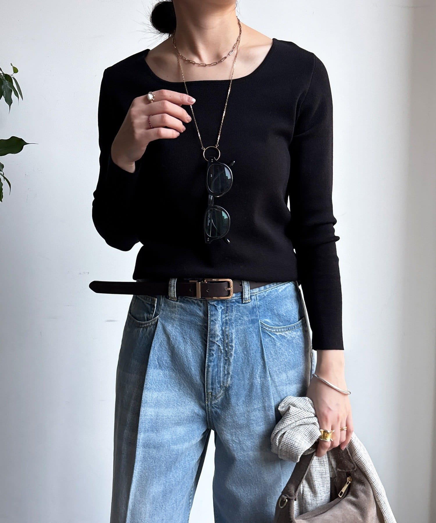 DOUDOU(ドゥドゥ) スクエアニットロングスリーブプルオーバー