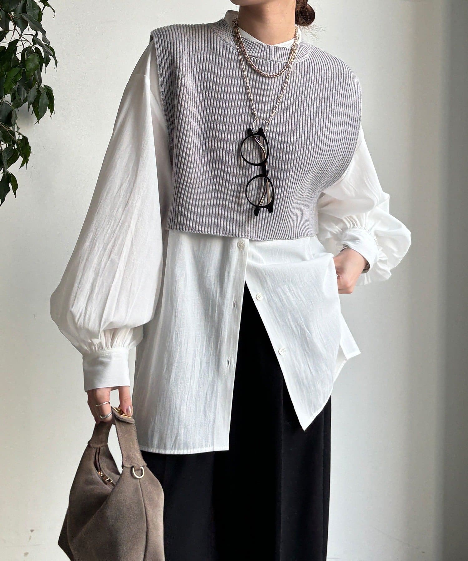 DOUDOU(ドゥドゥ) 【WEB限定】ニットベスト×シャツセット