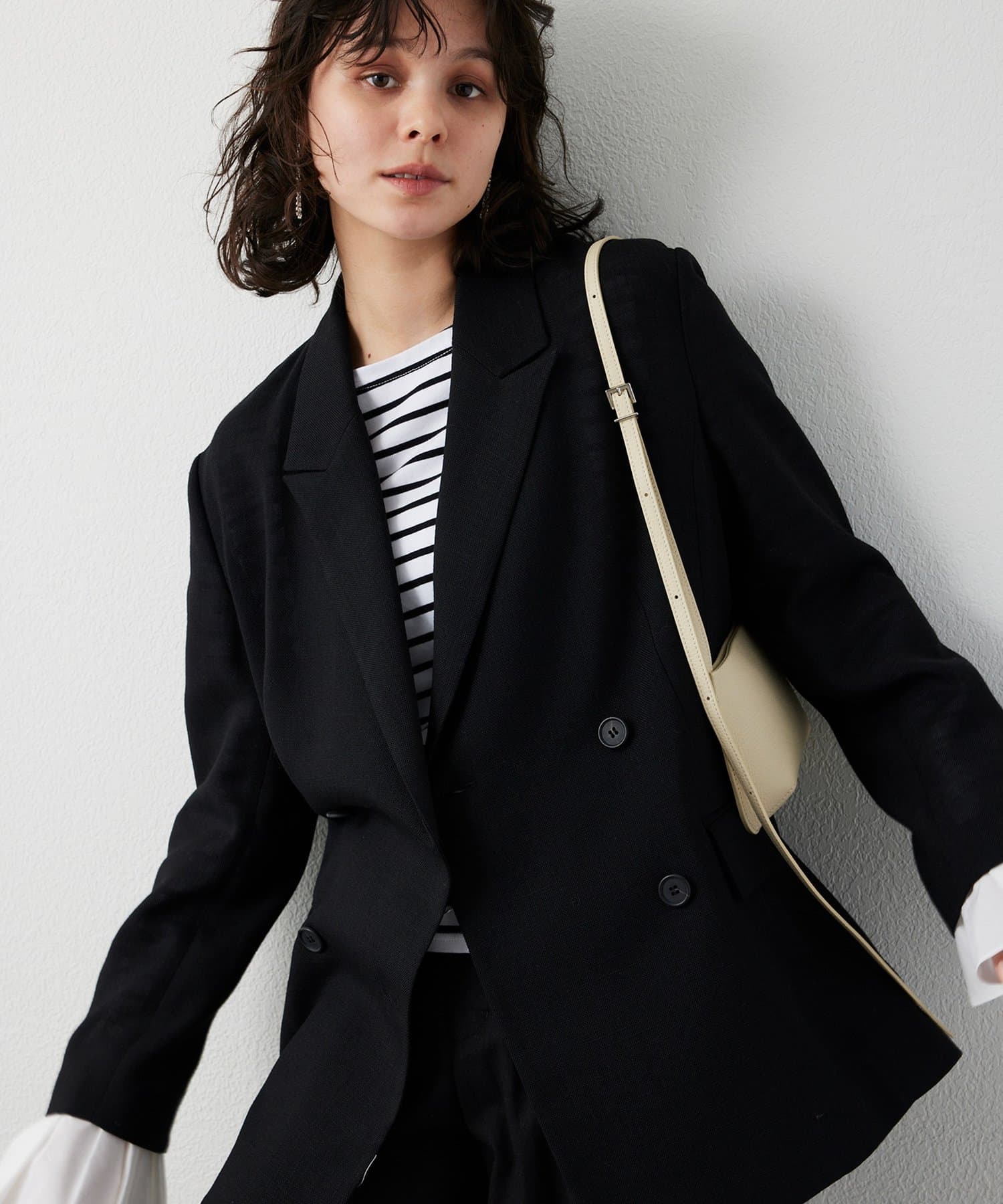 Whim Gazette(ウィム ガゼット) リネンライクダブルテーラードジャケット