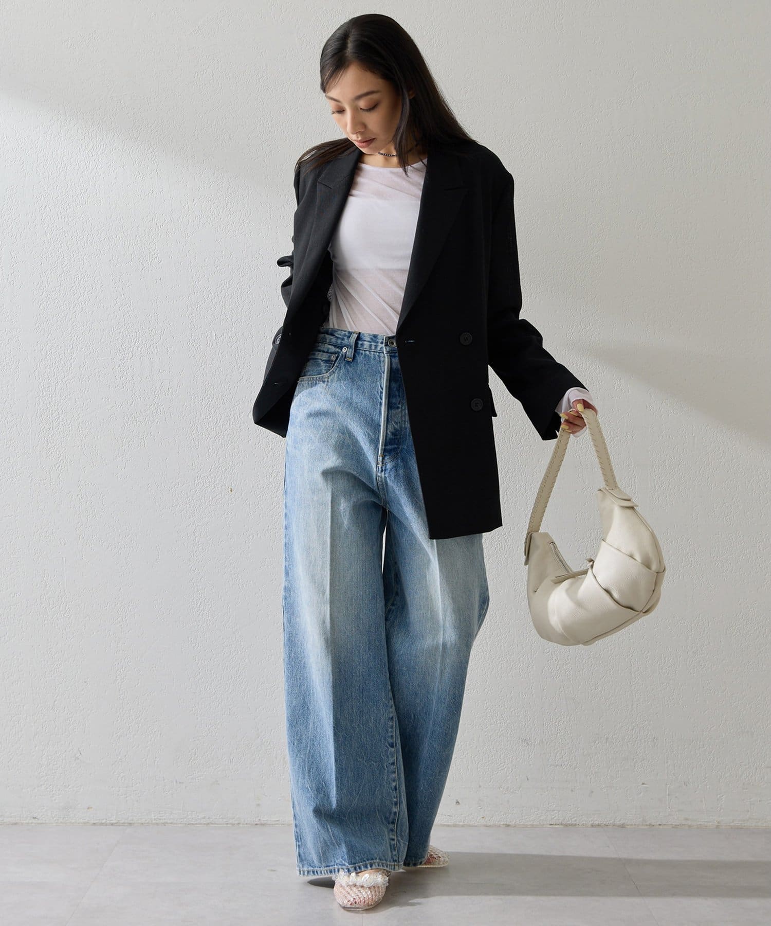 Whim Gazette(ウィム ガゼット) リネンライクダブルテーラードジャケット