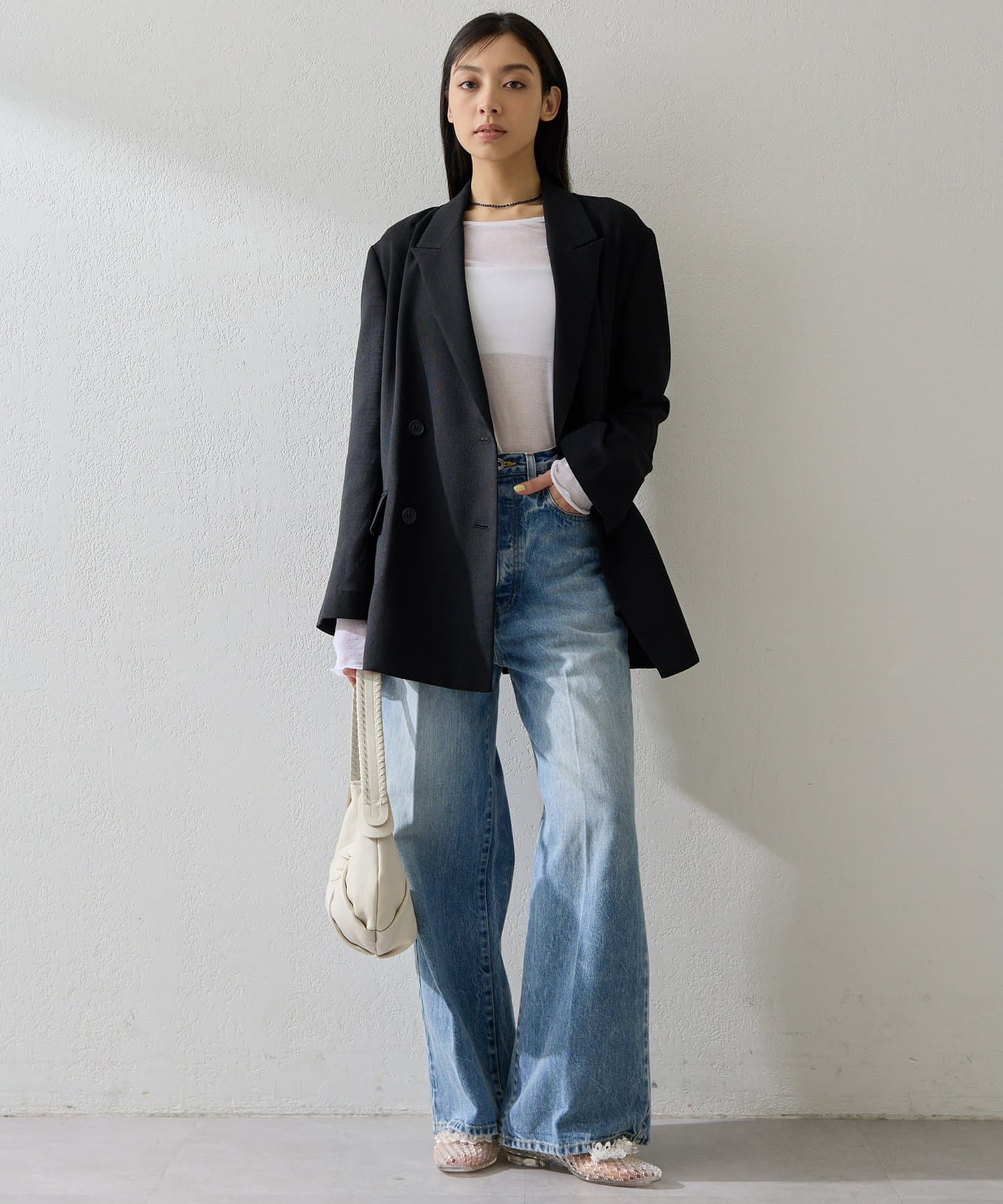 Whim Gazette(ウィム ガゼット) リネンライクダブルテーラードジャケット