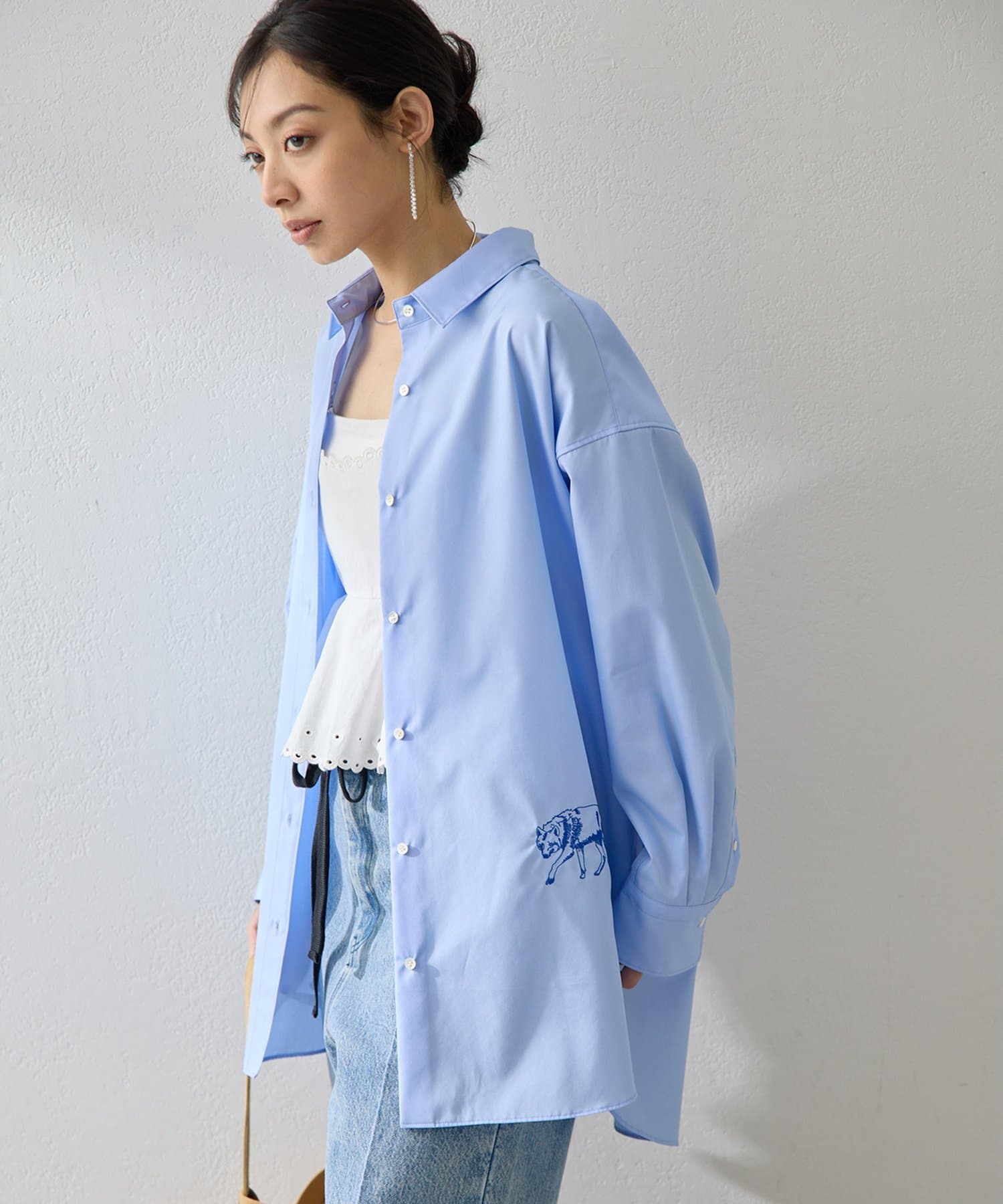 Whim Gazette(ウィム ガゼット) ＜一部カラー期間限定販売＞アニマル刺繍シャツ