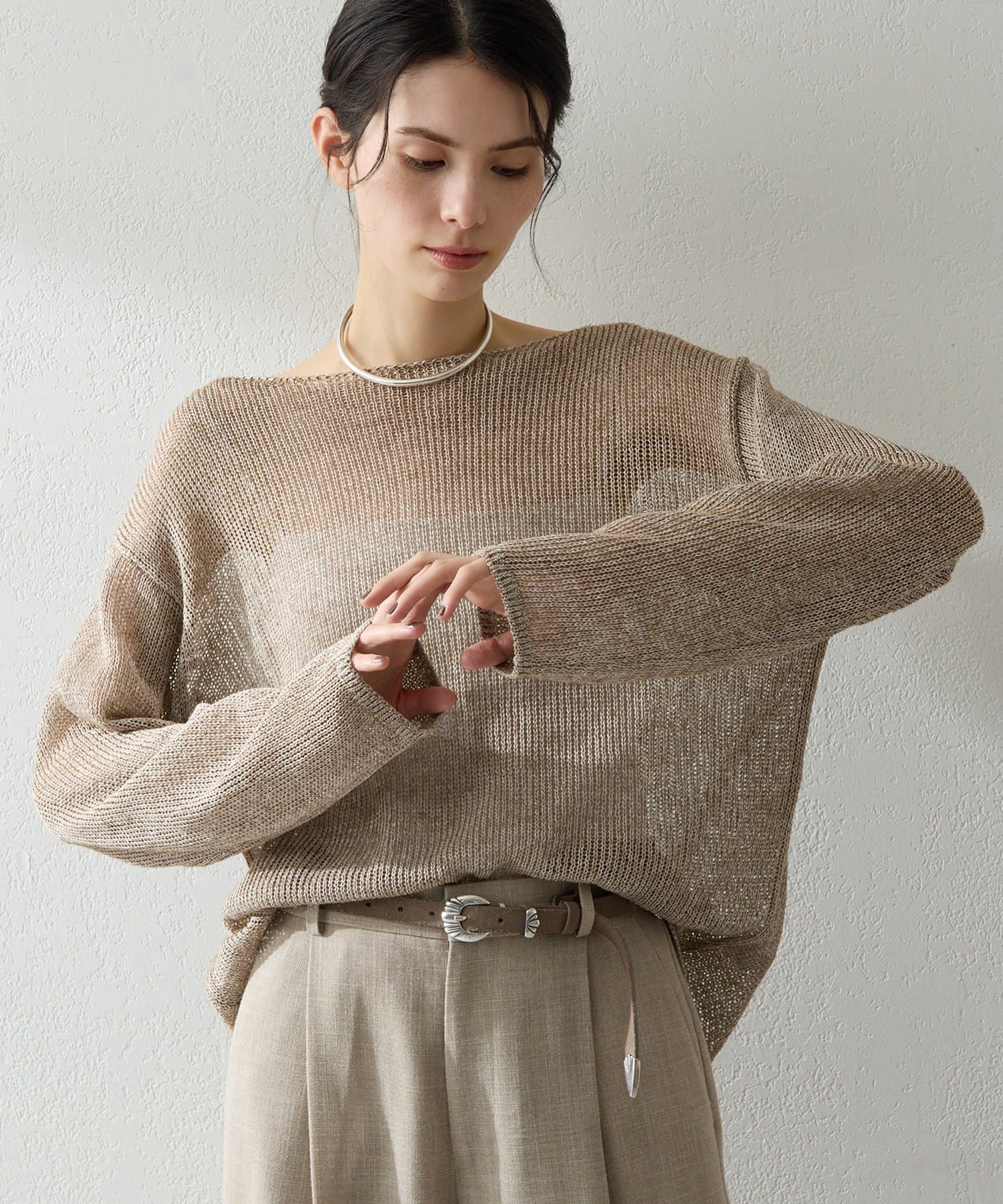 Whim Gazette(ウィム ガゼット) ボートメッシュニットプルオーバー