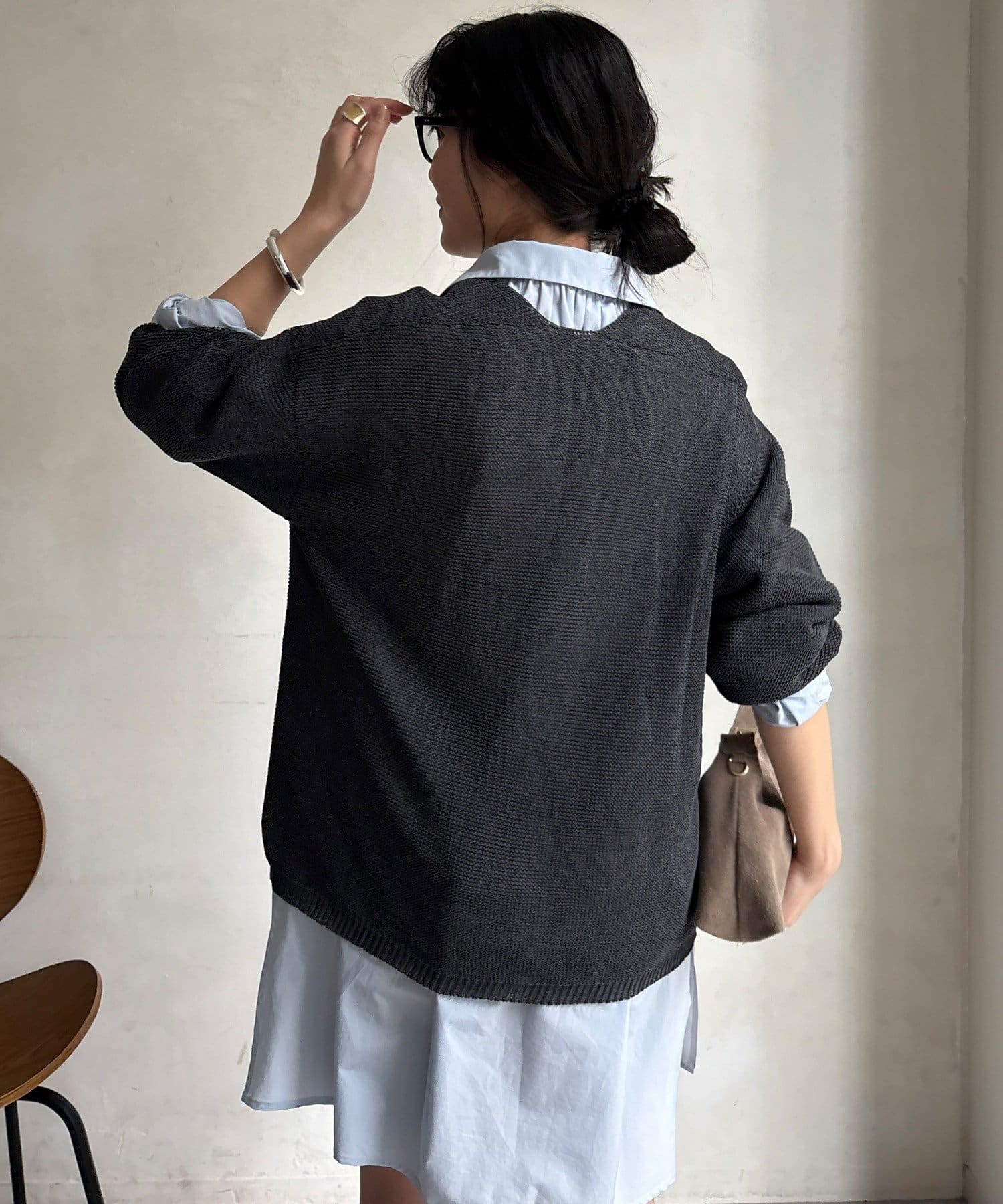 DOUDOU(ドゥドゥ) ガーター深Vプルオーバー