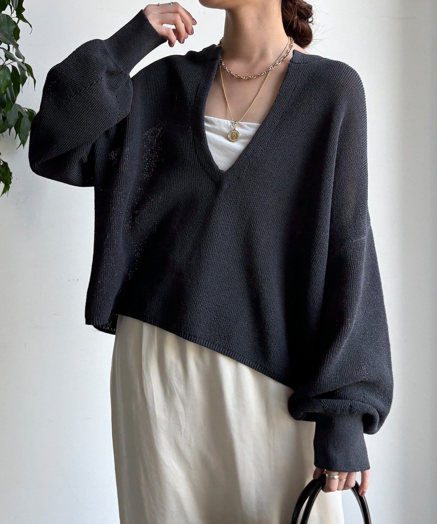 DOUDOU(ドゥドゥ) 和紙スキッパープルオーバー