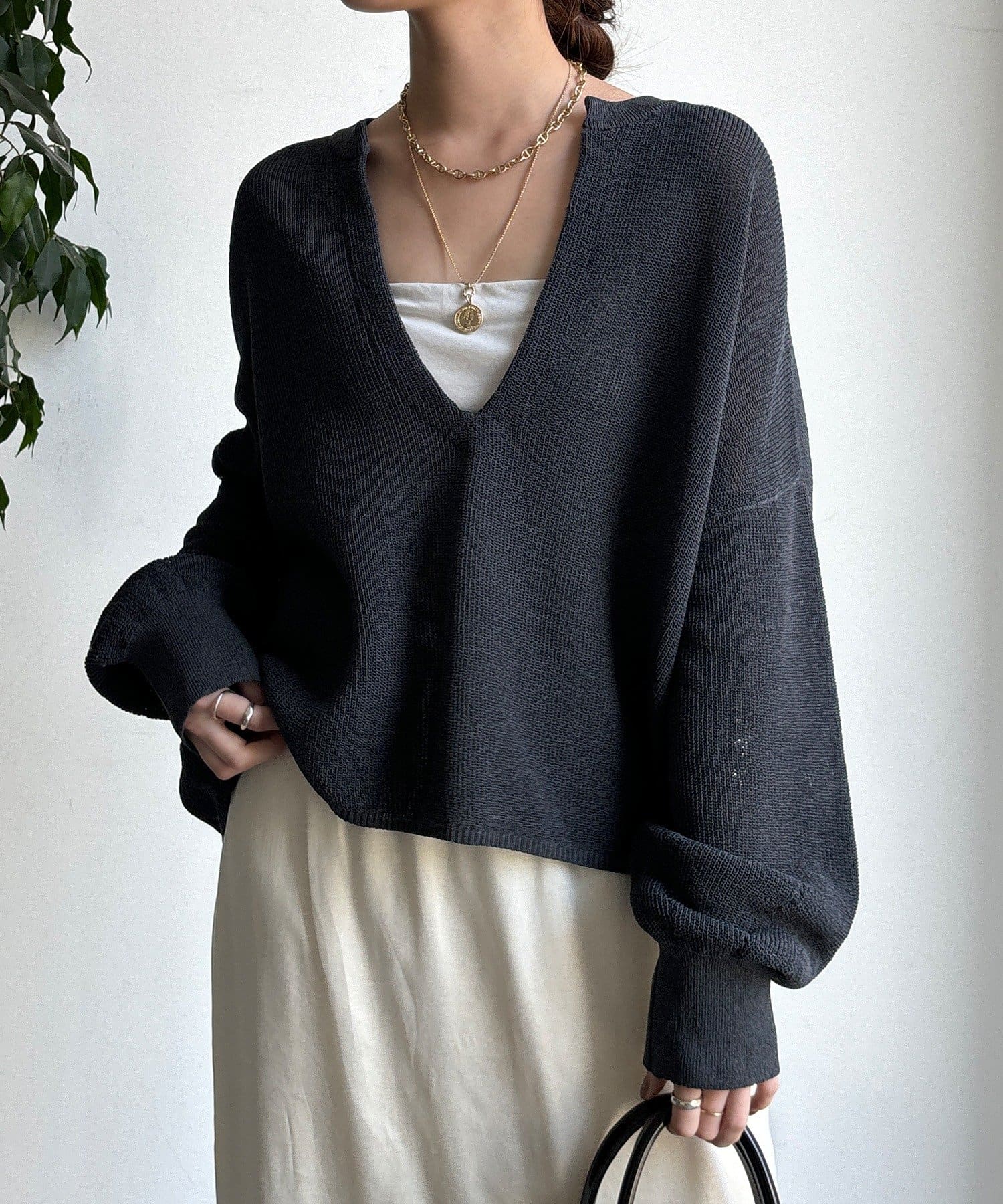 DOUDOU(ドゥドゥ) 和紙スキッパープルオーバー