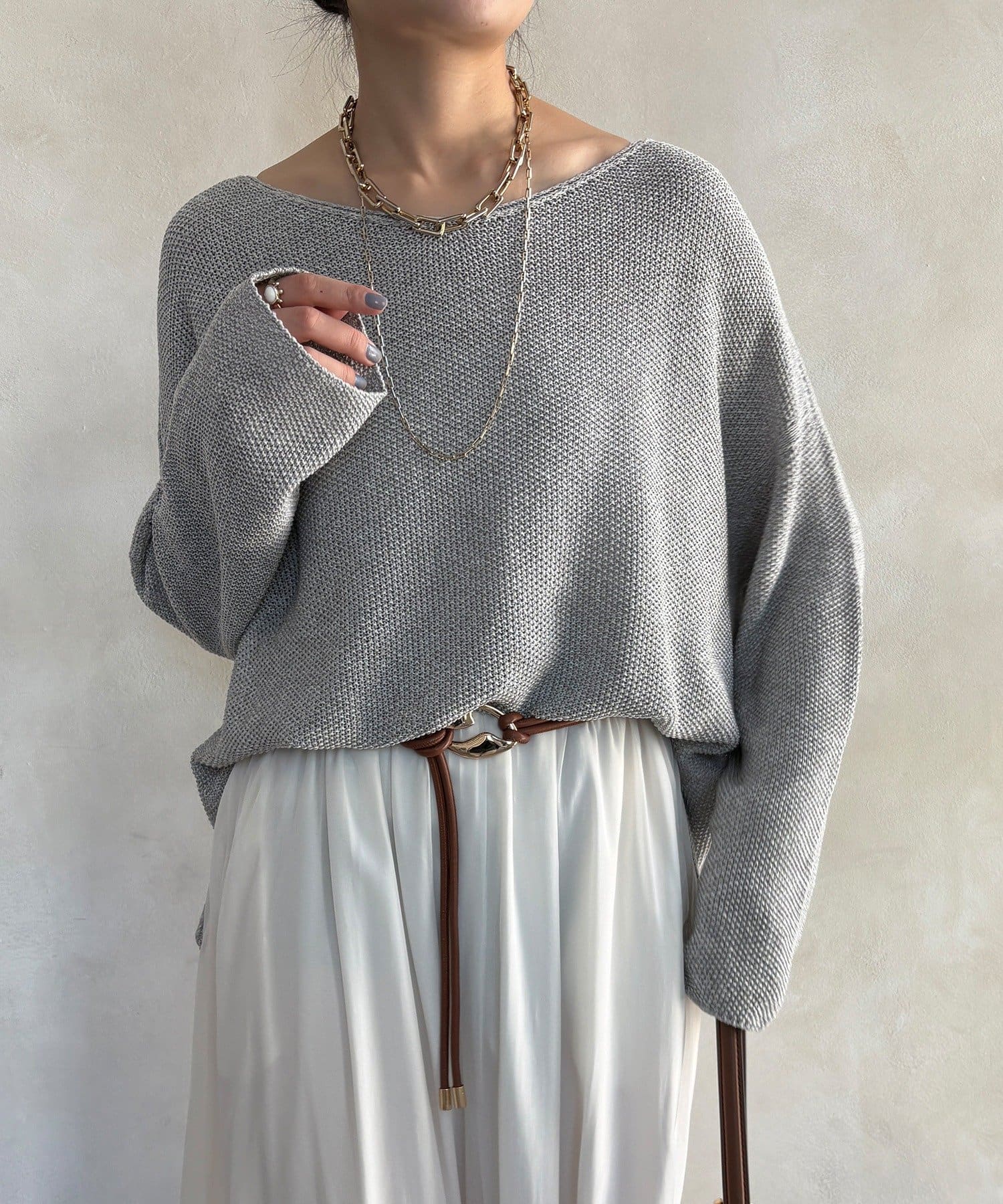 DOUDOU(ドゥドゥ) マーブルヤーン前後2WAYカノコ編みプルオーバー