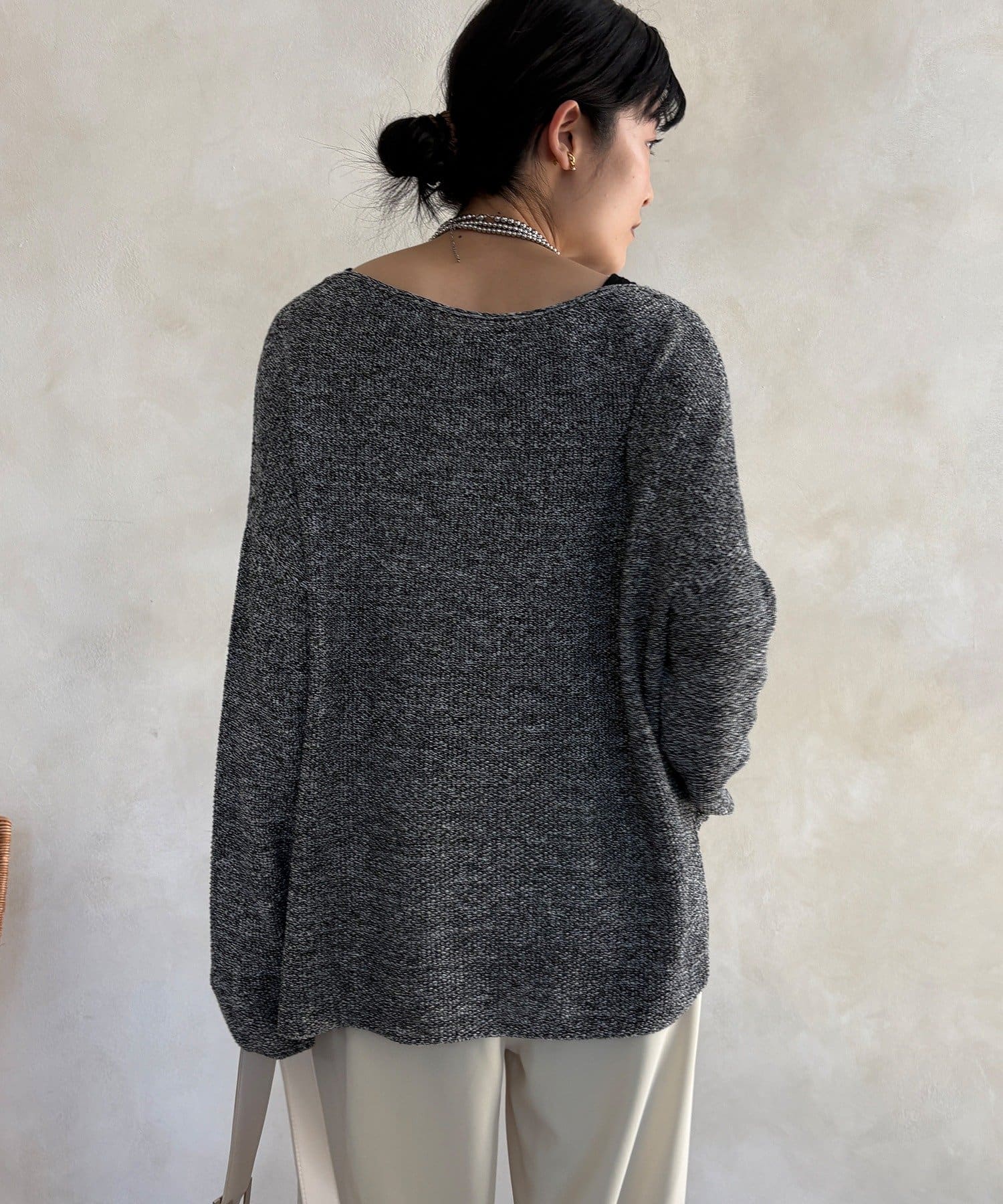 DOUDOU(ドゥドゥ) マーブルヤーン前後2WAYカノコ編みプルオーバー