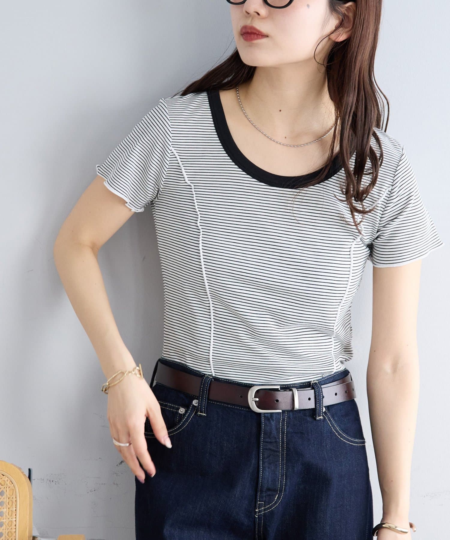 DISCOAT(ディスコート) 【WEB限定】ボーダーメロー半袖T