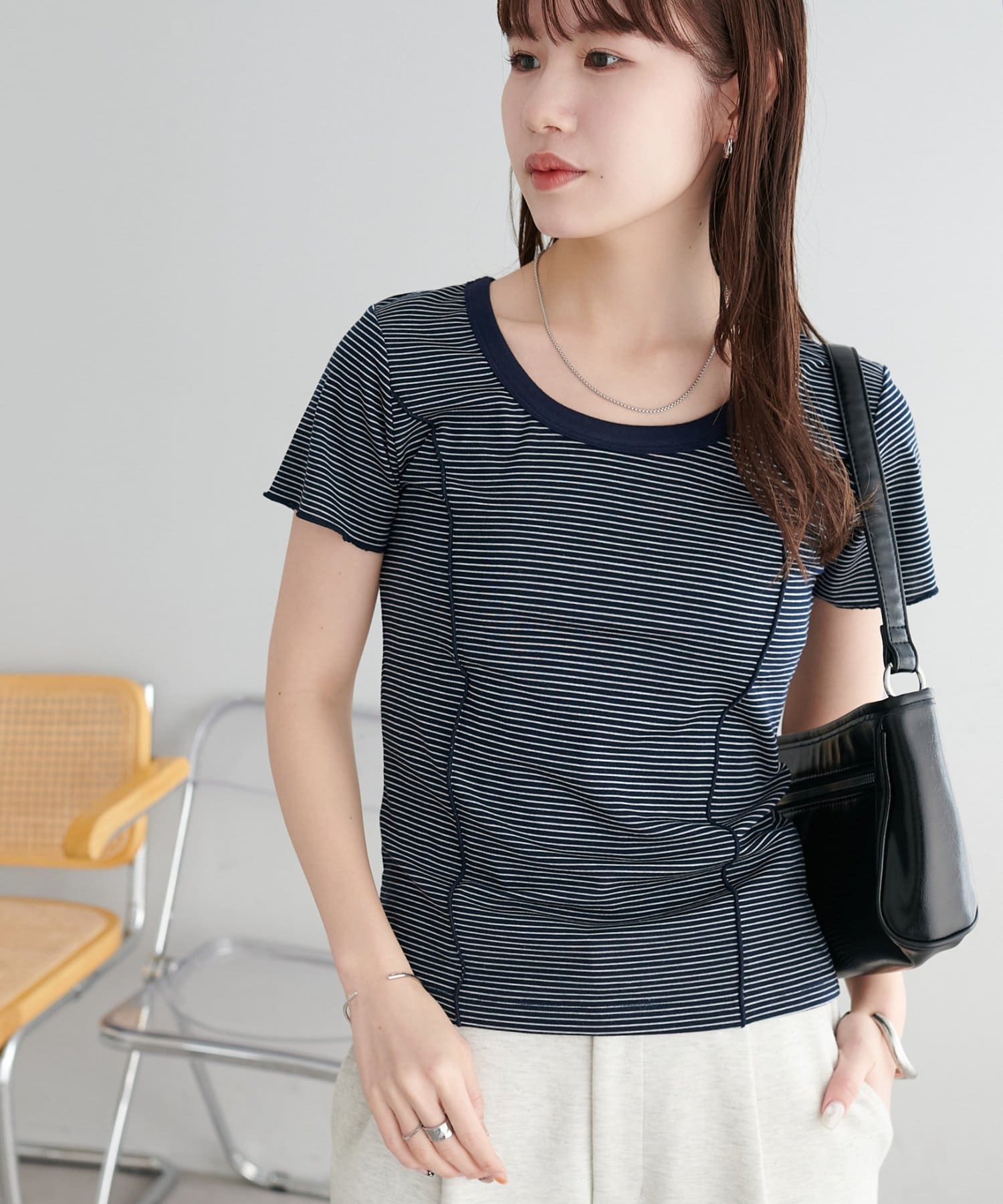 DISCOAT(ディスコート) 【WEB限定】ボーダーメロー半袖T