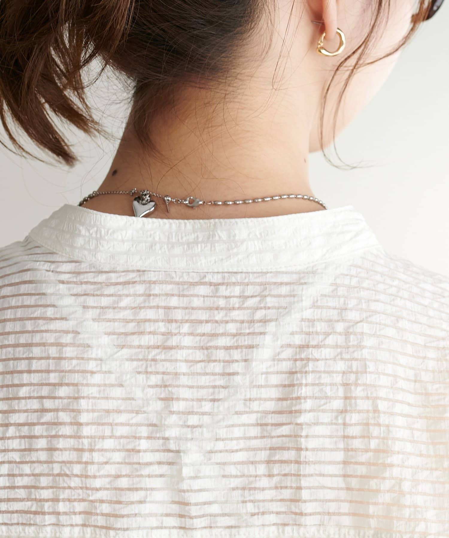 DISCOAT(ディスコート) 【SS先行予約/WEB限定】シアーストライプ袖ボリュームシャツ