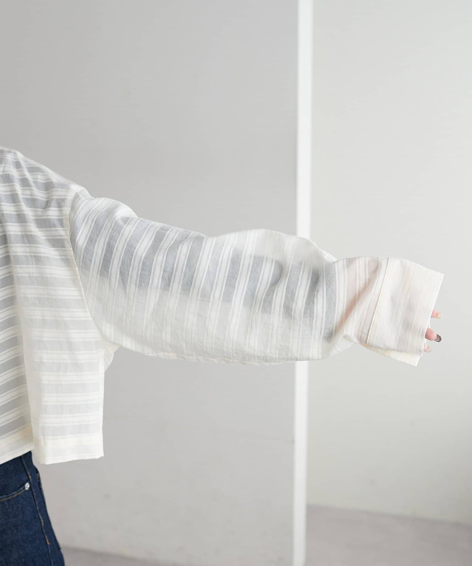 DISCOAT(ディスコート) 【WEB限定】シアーボーダークロップドシャツ