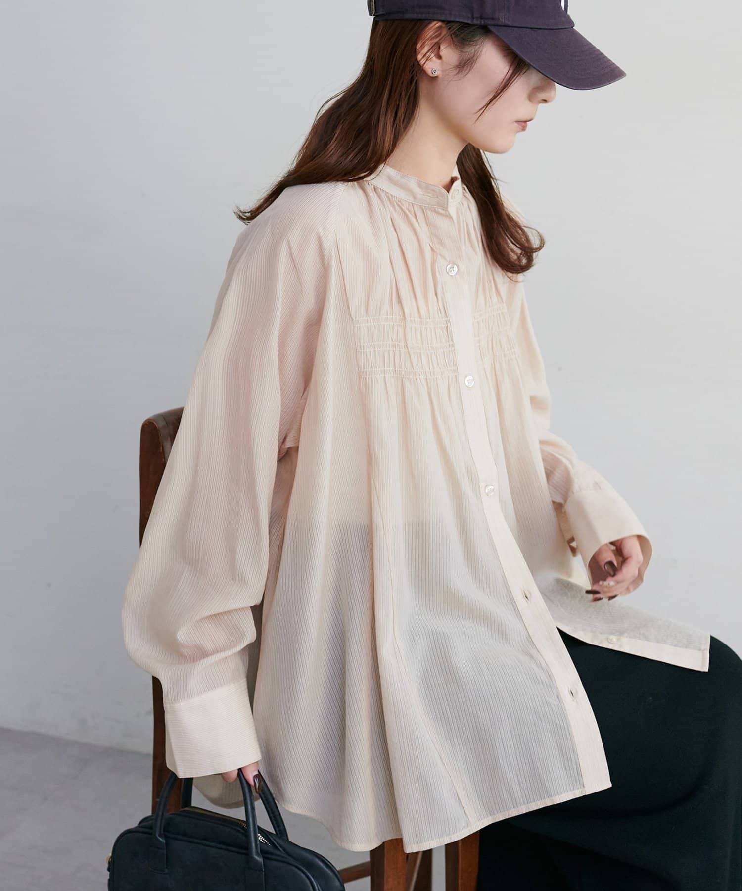 DISCOAT(ディスコート) 【SS先行予約/WEB限定】シャーリングデザインフレアシャツ