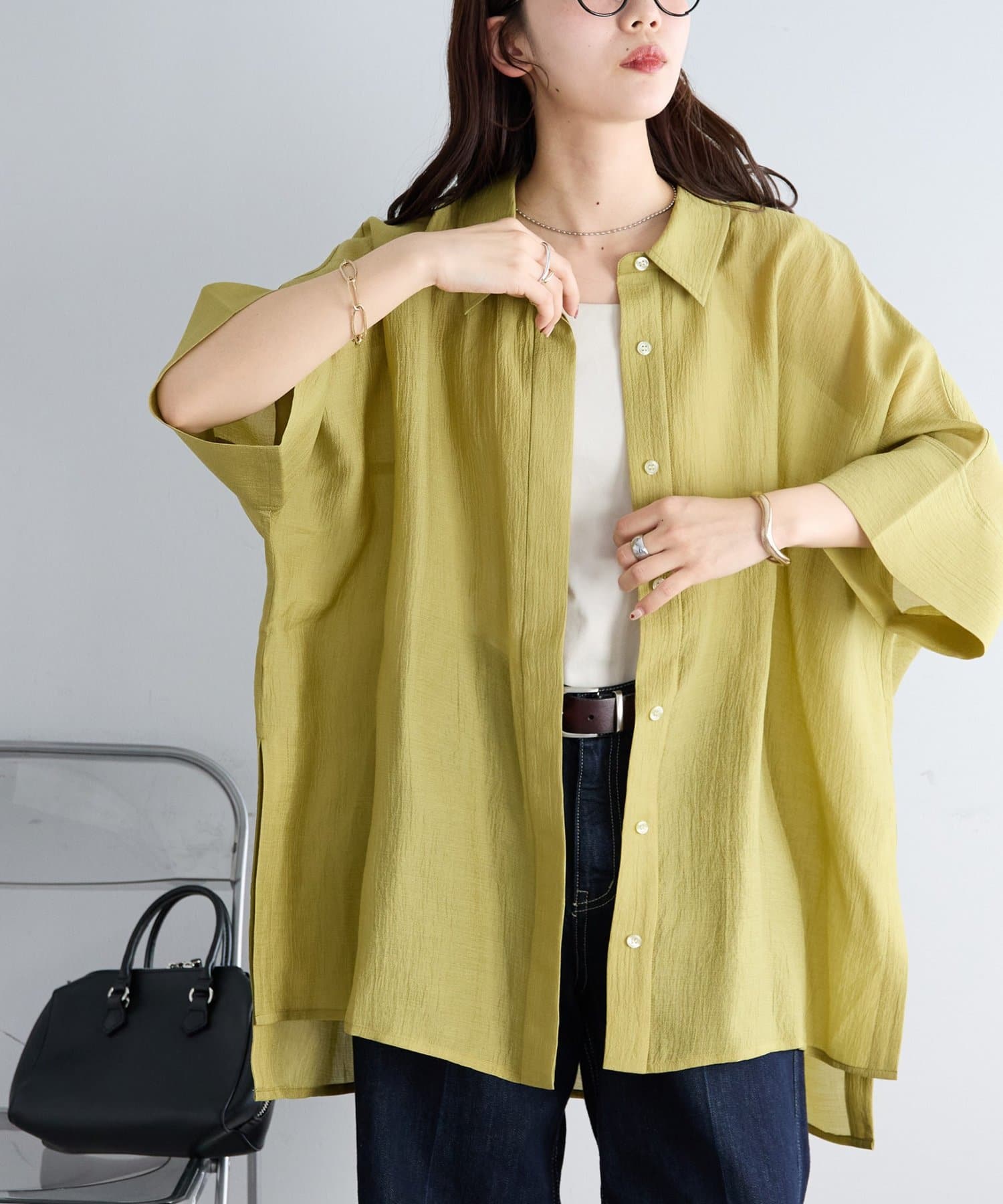 DISCOAT(ディスコート) 【大人の抜け感♪】ドルマンオーバー半袖シャツ《WEB限定》