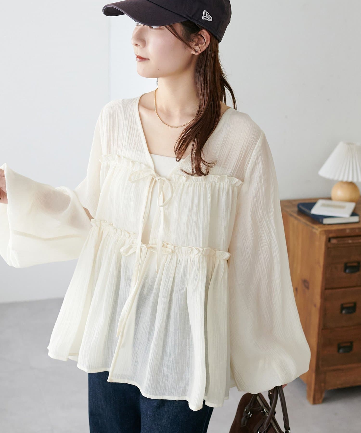 SS先行予約/WEB限定】フロントリボンシアーブラウス | DISCOAT(ディス