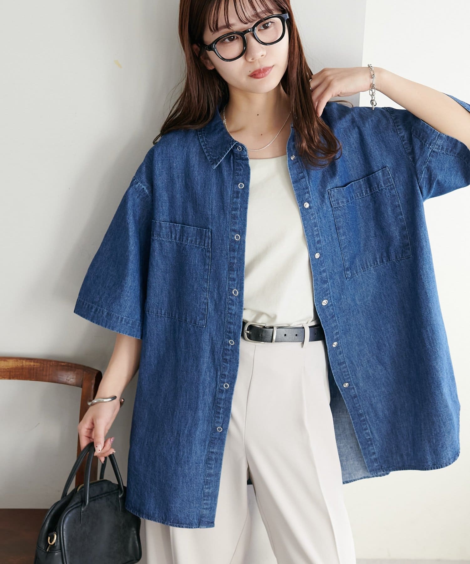 DISCOAT(ディスコート) 【SS先行予約/WEB限定】リングドットデニムハーフスリーブシャツ