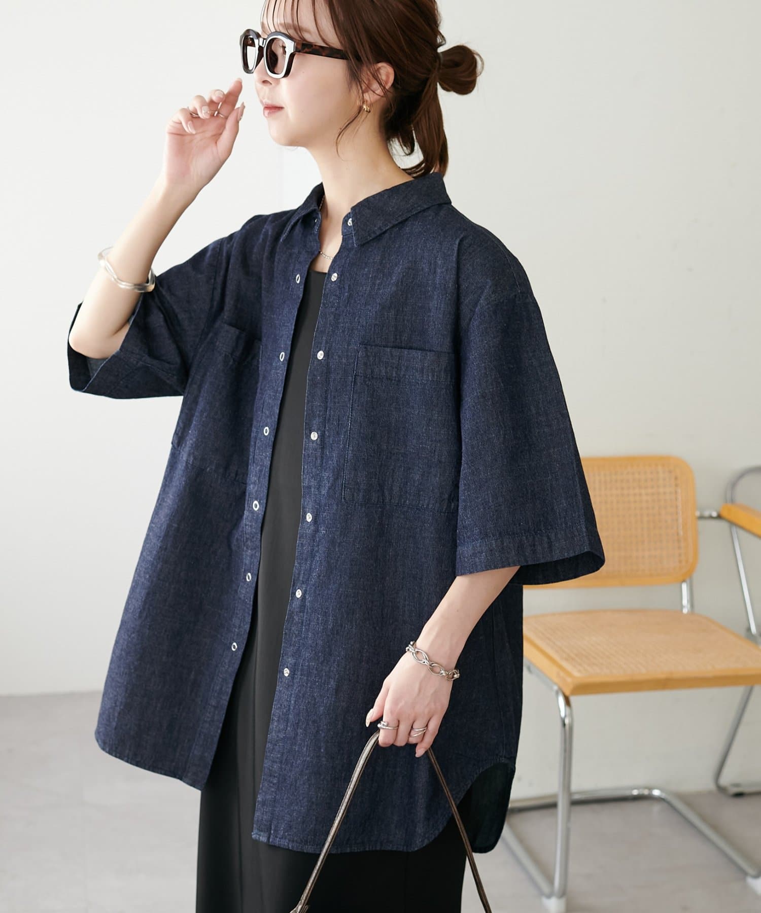 DISCOAT(ディスコート) 【SS先行予約/WEB限定】リングドットデニムハーフスリーブシャツ