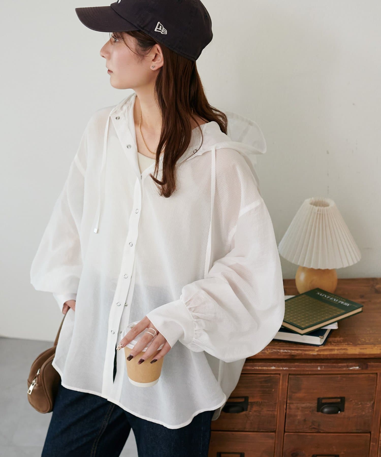 DISCOAT(ディスコート) 【SS先行予約/WEB限定】シアーストライプ長袖シャツブルゾン