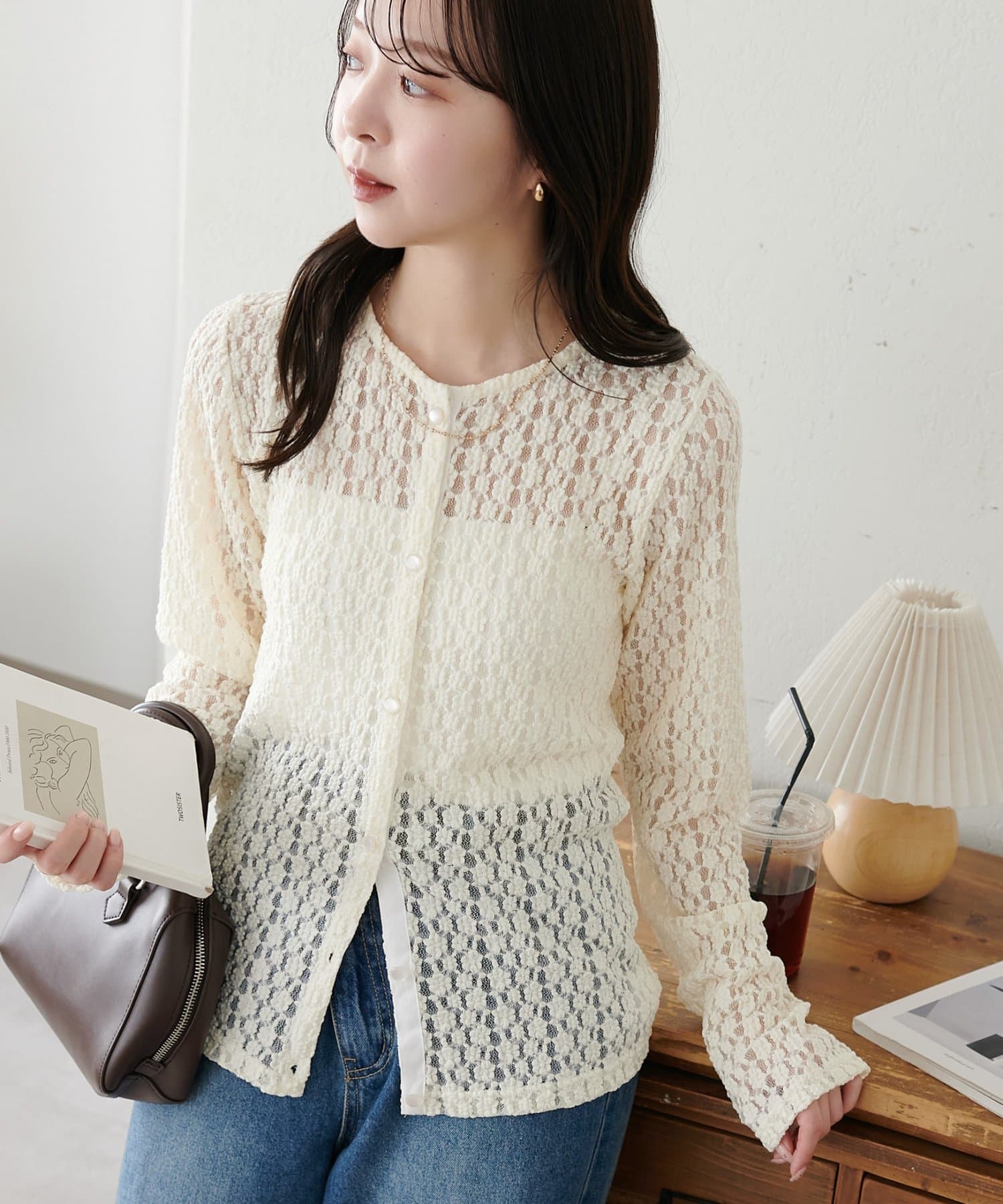 DISCOAT(ディスコート) 【WEB限定】フラワーレースカーディガン