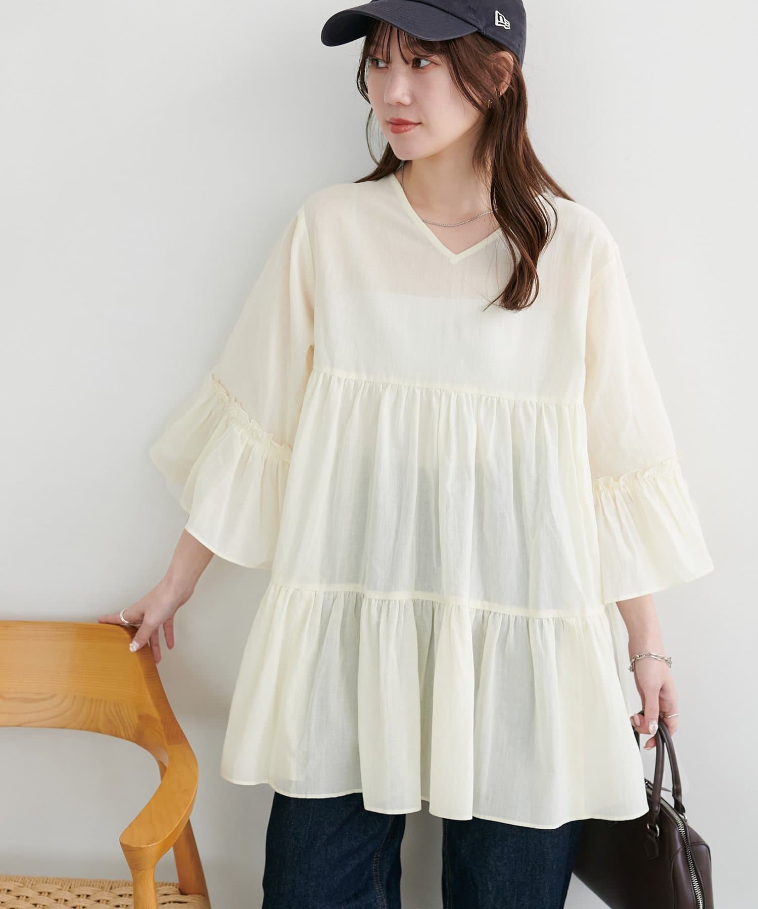 DISCOAT(ディスコート) 【SS先行予約/WEB限定】ティアードオーバースリーブブラウス