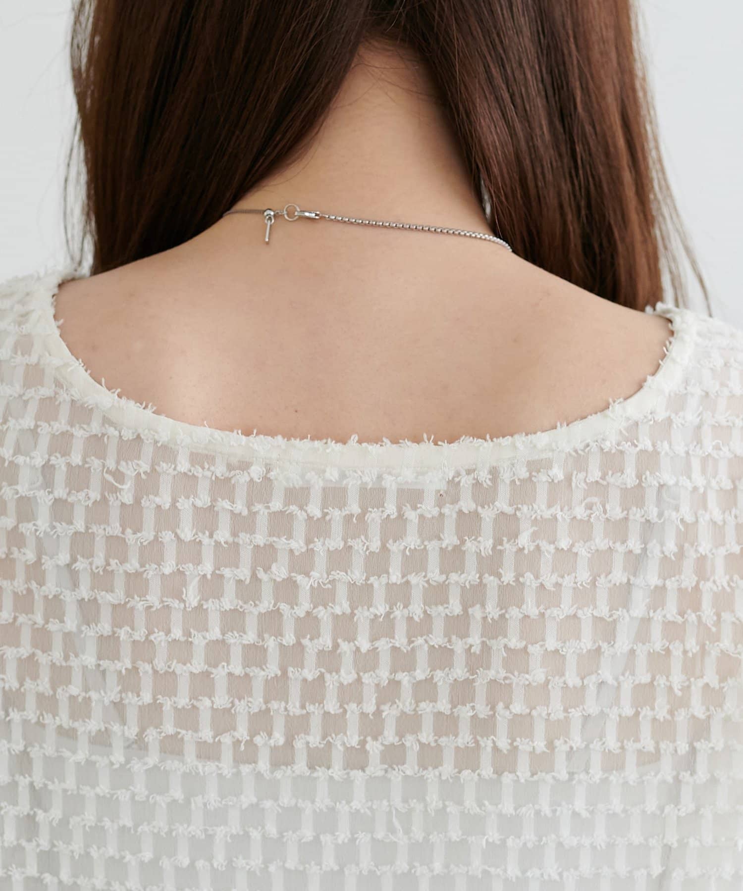 DISCOAT(ディスコート) 【SS先行予約/WEB限定】ペプラムフリンジジャガードブラウス