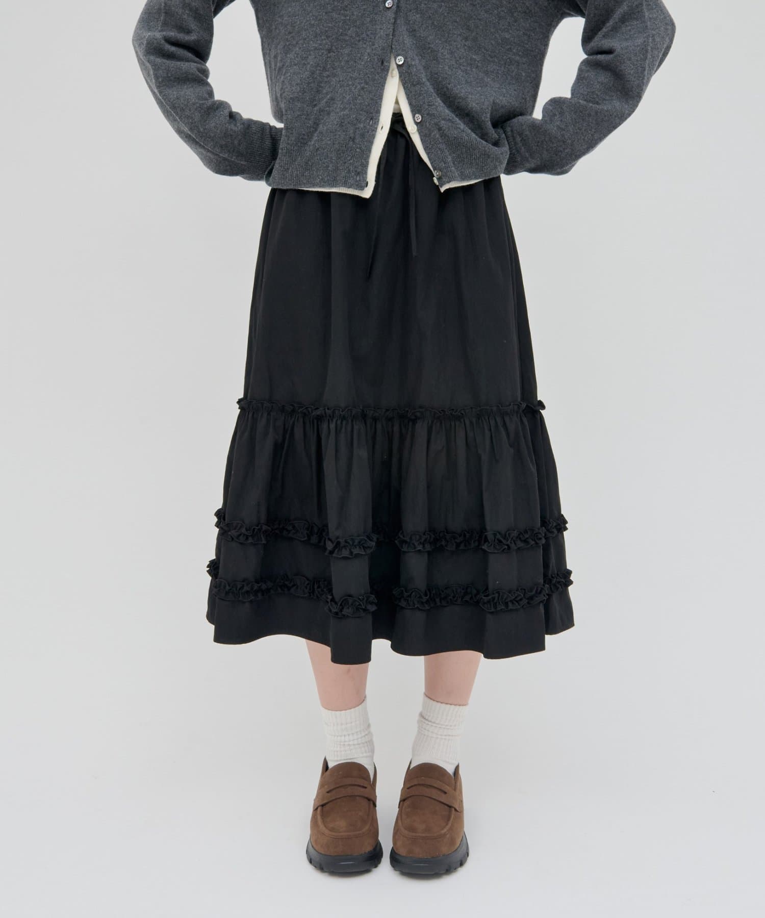 DISCOAT(ディスコート) 【SS先行予約/umm.】ティアードミドルスカート