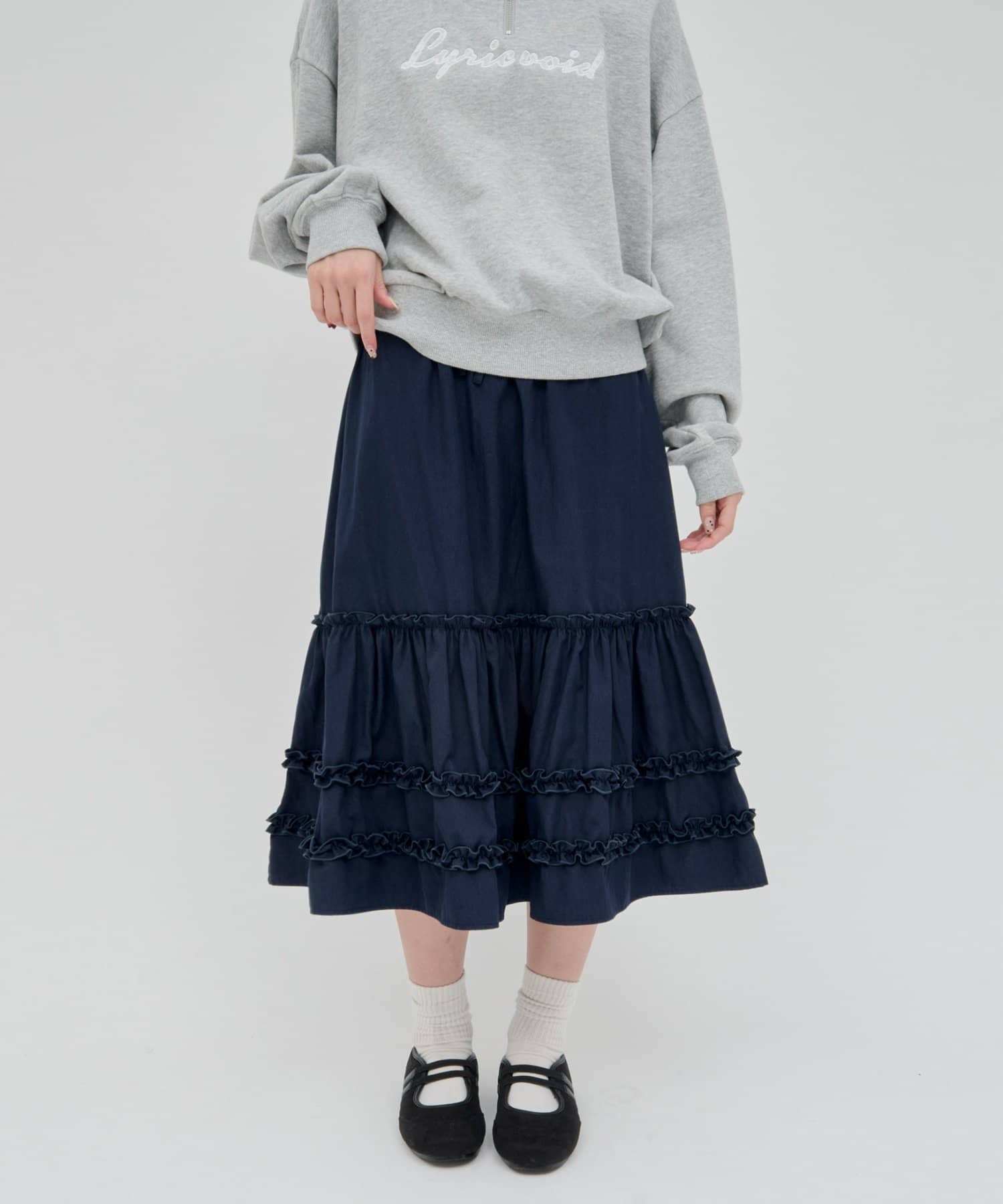 DISCOAT(ディスコート) 【SS先行予約/umm.】ティアードミドルスカート