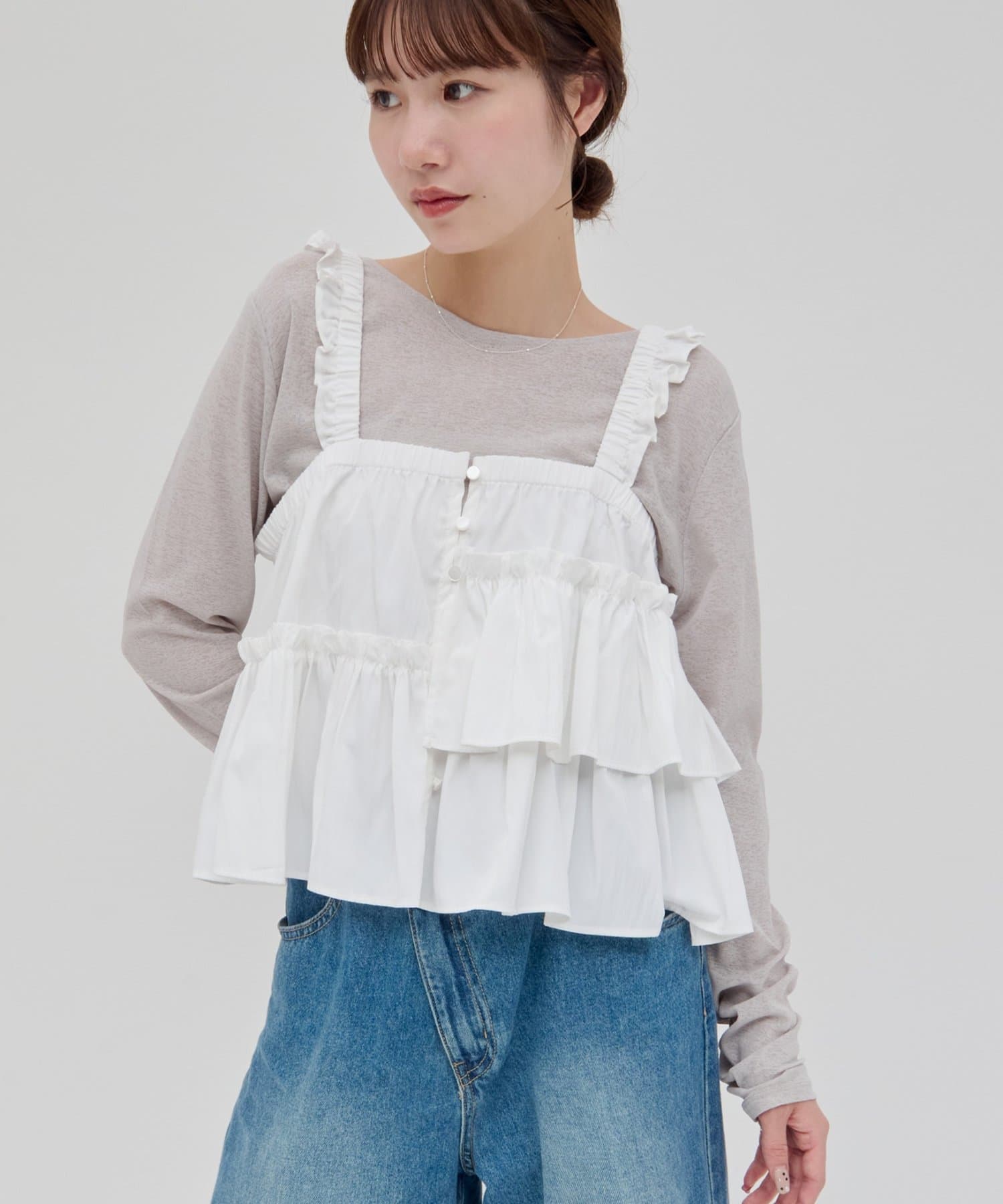 DISCOAT(ディスコート) 【SS先行予約/umm.】アシメフリルキャミブラウス