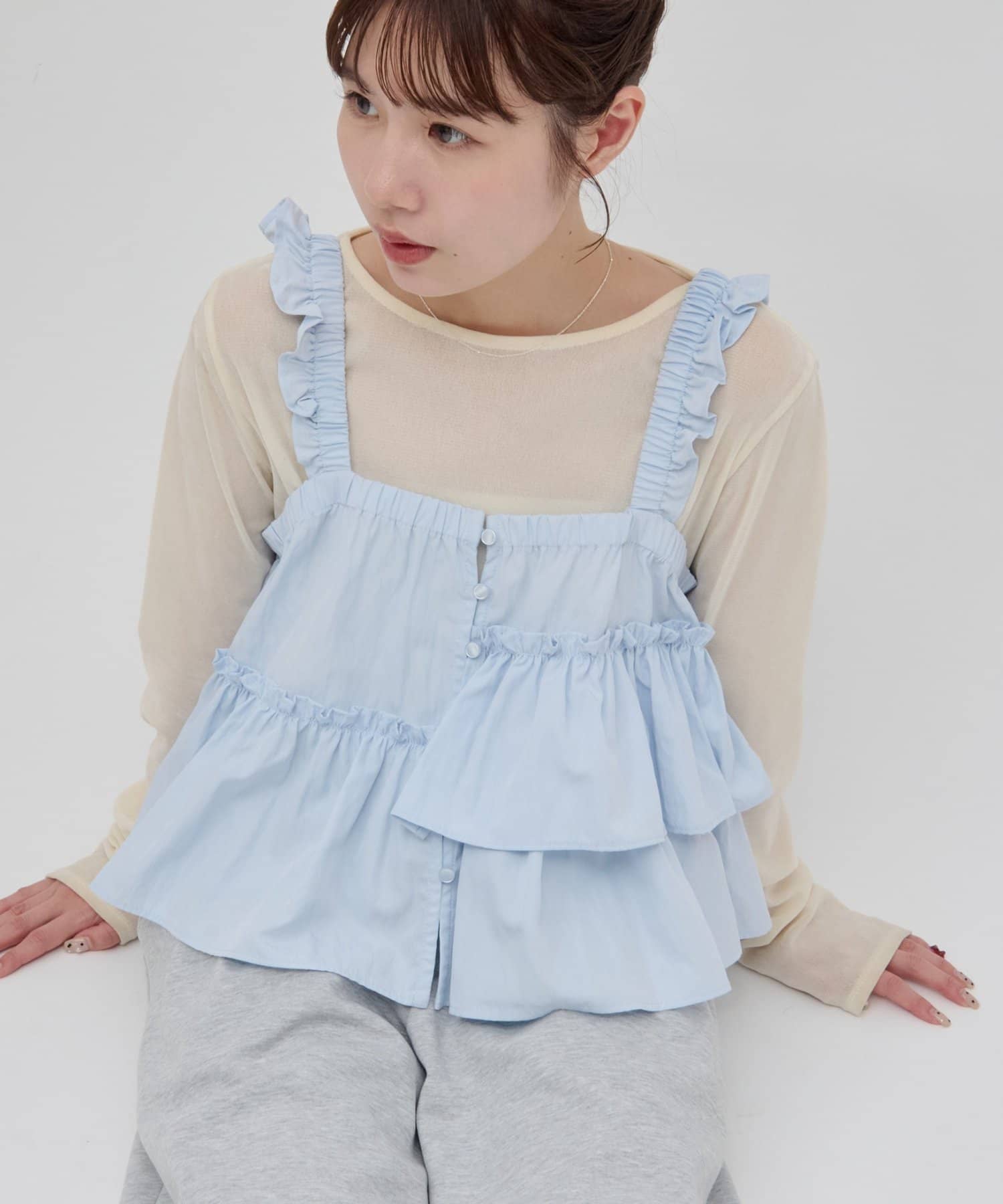 DISCOAT(ディスコート) 【SS先行予約/umm.】アシメフリルキャミブラウス