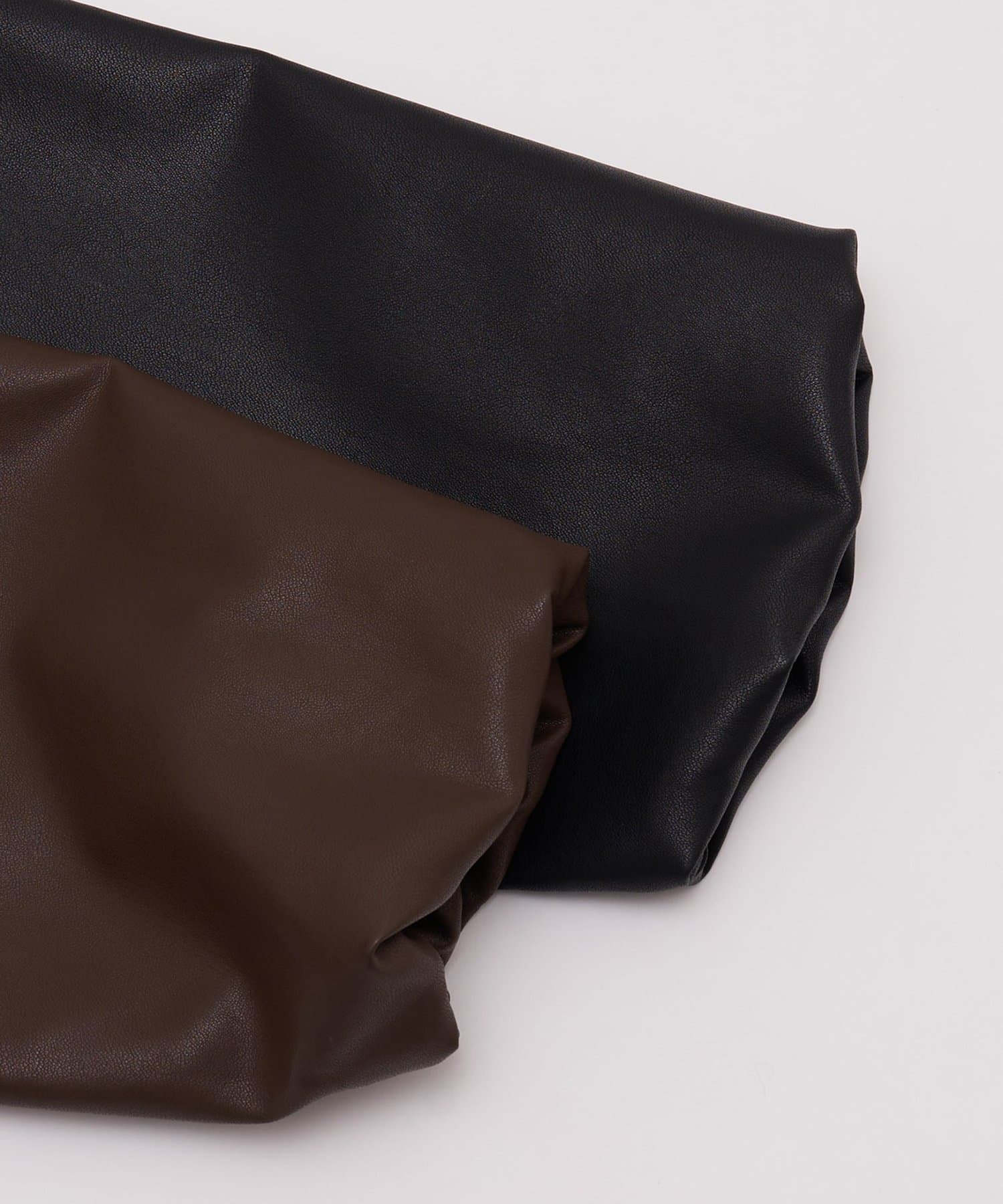 DISCOAT(ディスコート) 【Noka】ノーカラーギャザーレザーブルゾン