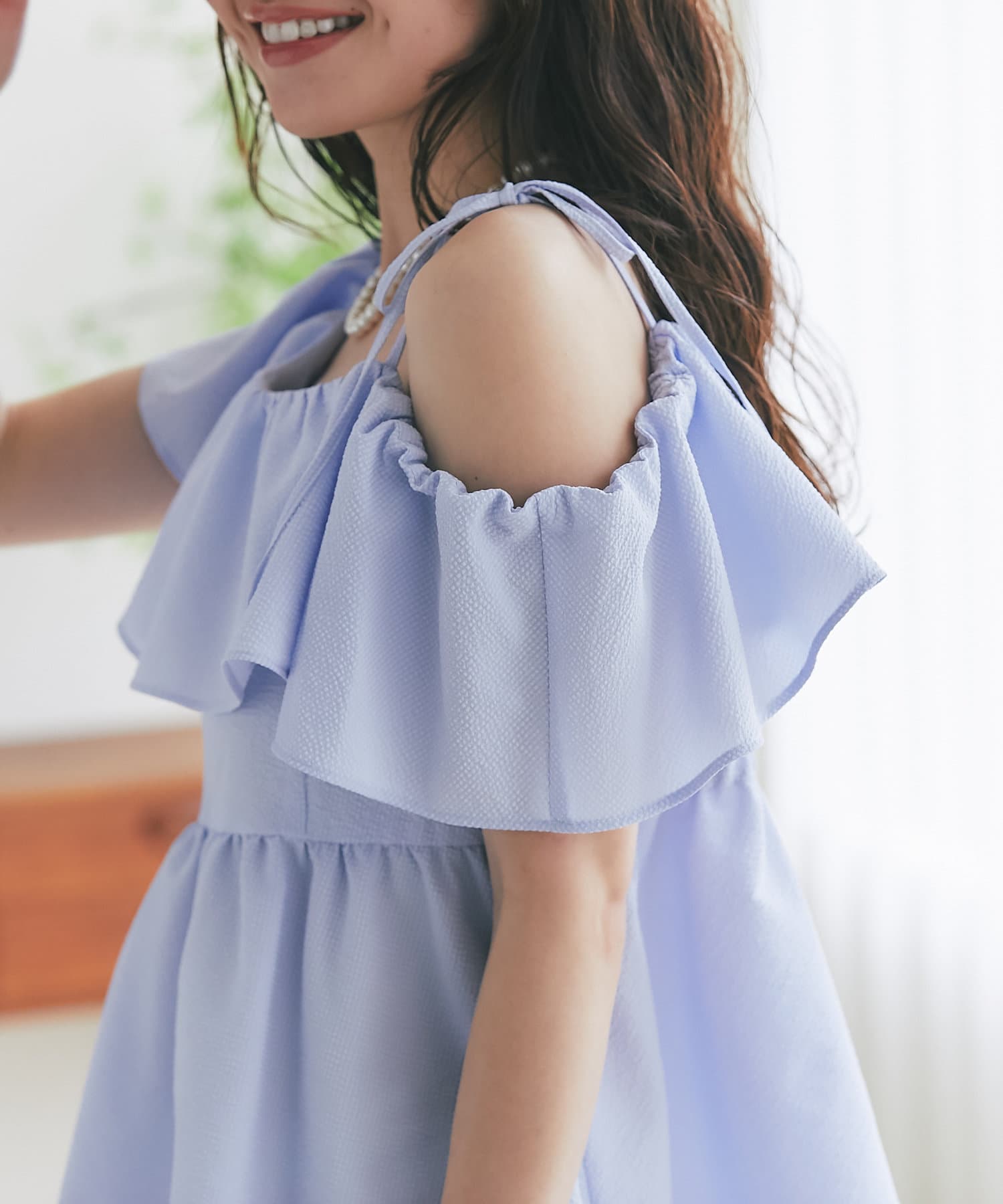 OUTLET(アウトレット) 【La boutique BonBon】アシメラッフルキャミブラウス