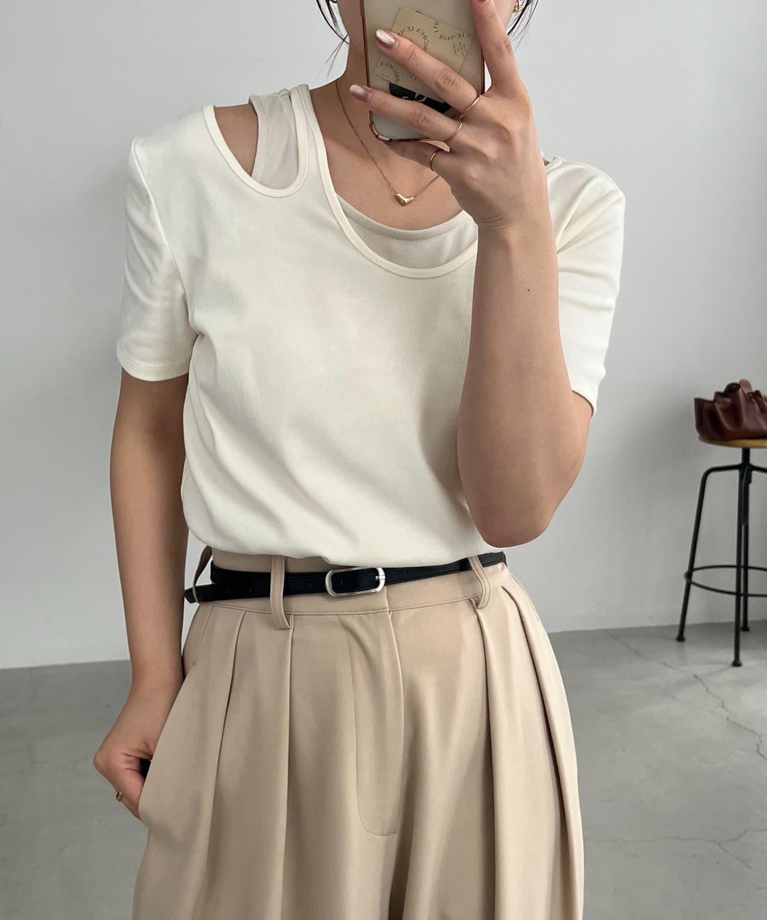 CAPRICIEUX LE'MAGE】レイヤードアシメネックTシャツ | OUTLET