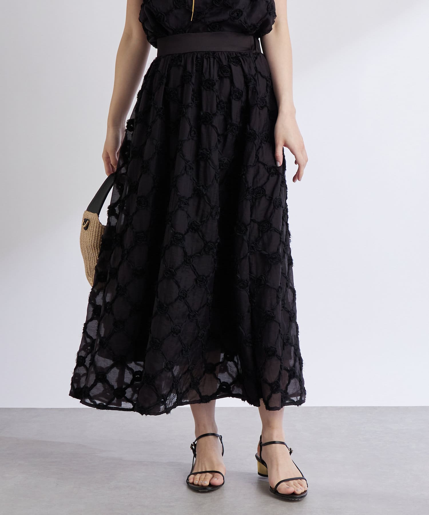 OUTLET(アウトレット) 【La boutique BonBon】シアーローズギャザースカート